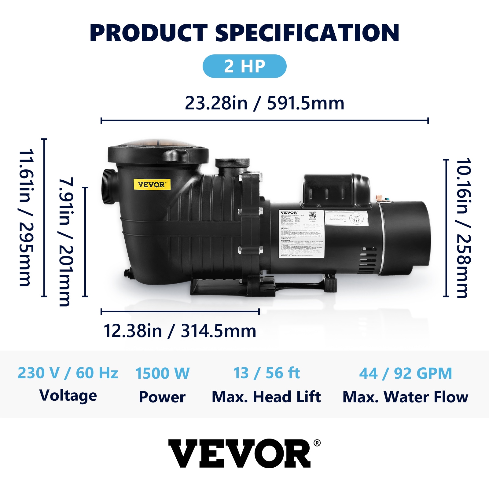 VEVOR S2HP92GPM220VD9KQV7 Pool-Pumps - View #8