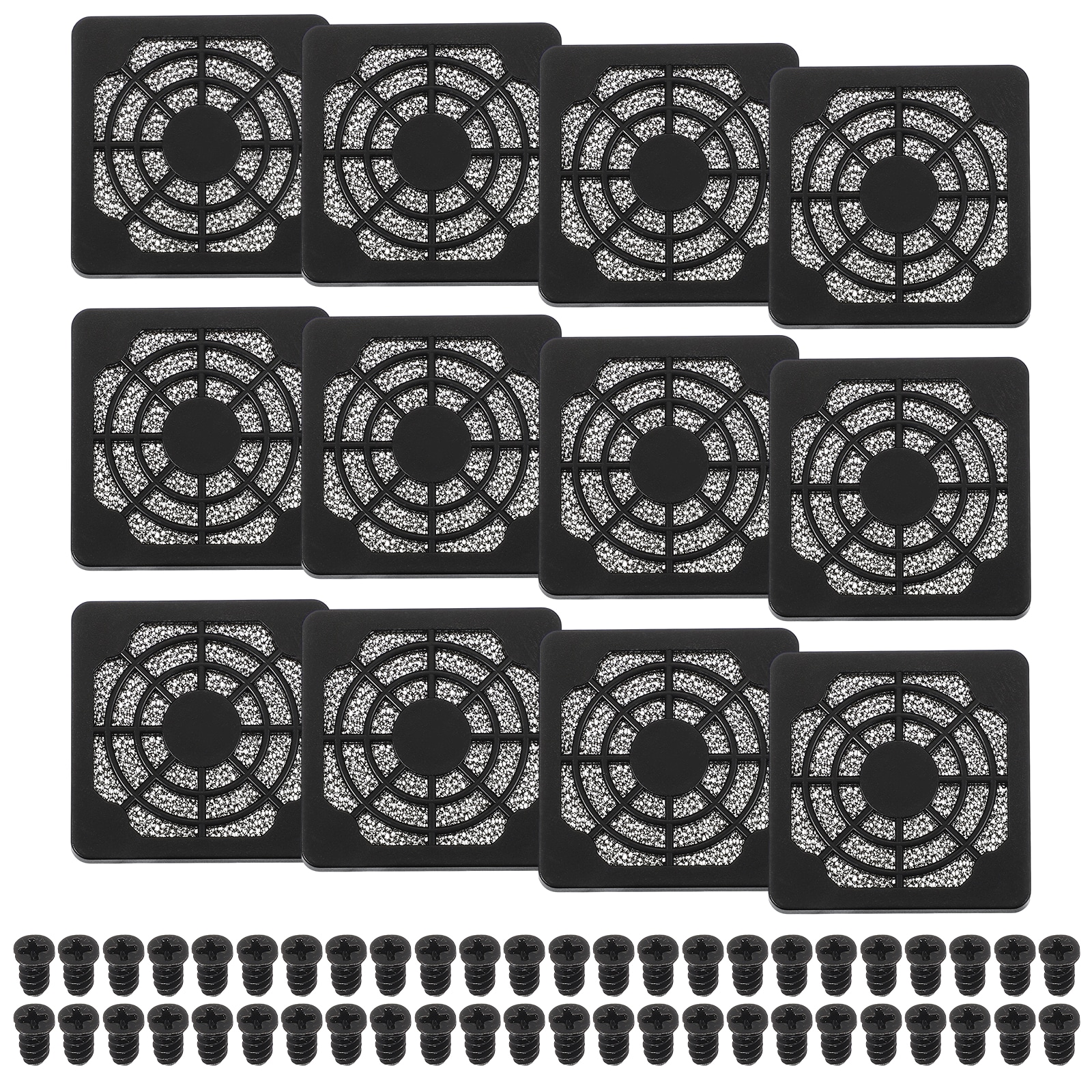 PATIKIL 50mm Fan Filter Grill 12pcs Plastic Ventilation Dustproof Grill Covers Cooling Ventilator with Screws for Industry Workshop Computer Case Refrigerators Air Conditioning Black #S26042000UX0399
