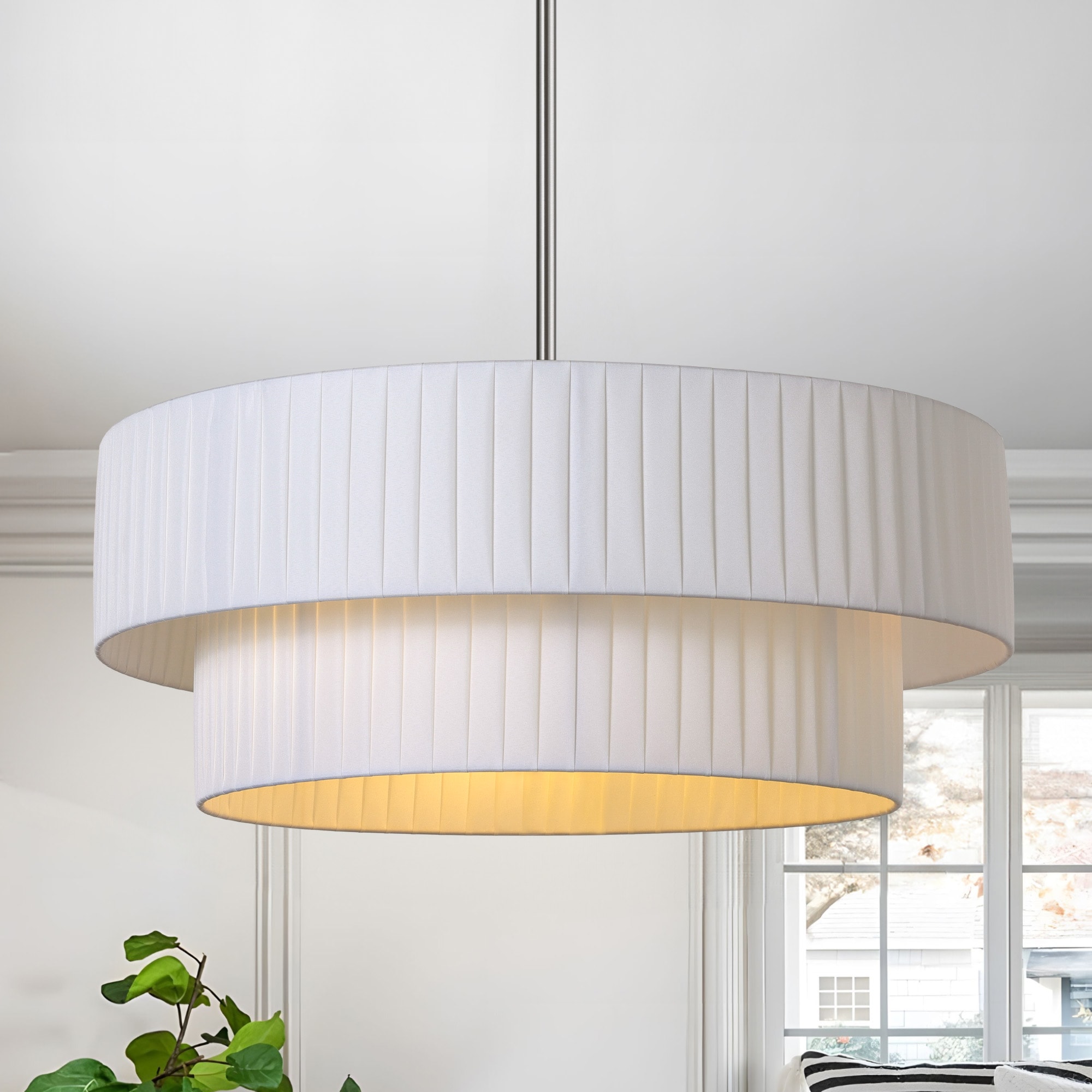 LamQee 06FTL0268BWT Chandeliers 3 -Light Satin Off-white Modern/contemporary For Use in Bedrooms, Dining Rooms, Foyers, Kitchens, Living Rooms Chandelier