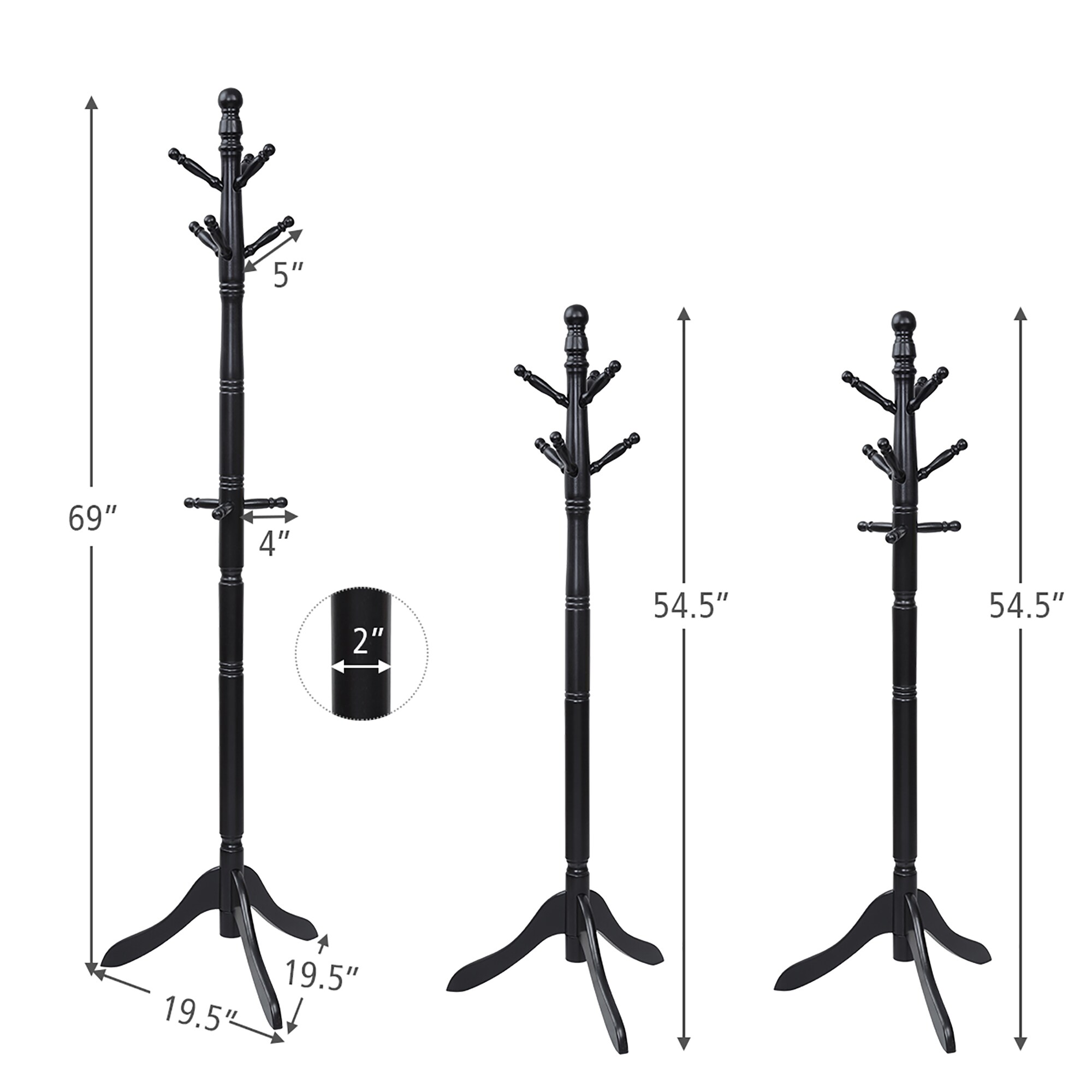 Goplus Black 9-Hook Coat Stand in the Coat Racks & Stands department at ...