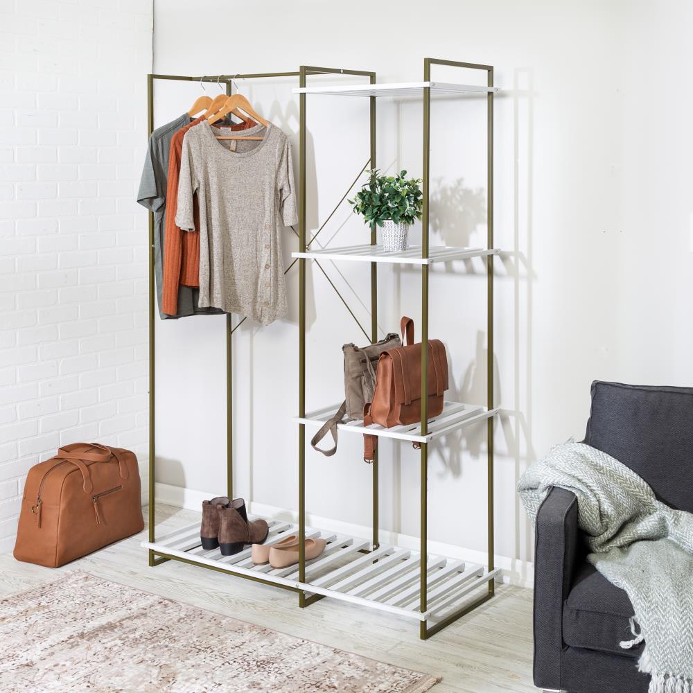 Honey-Can-Do White/Olive Steel Clothing Rack in the Clothing Racks ...