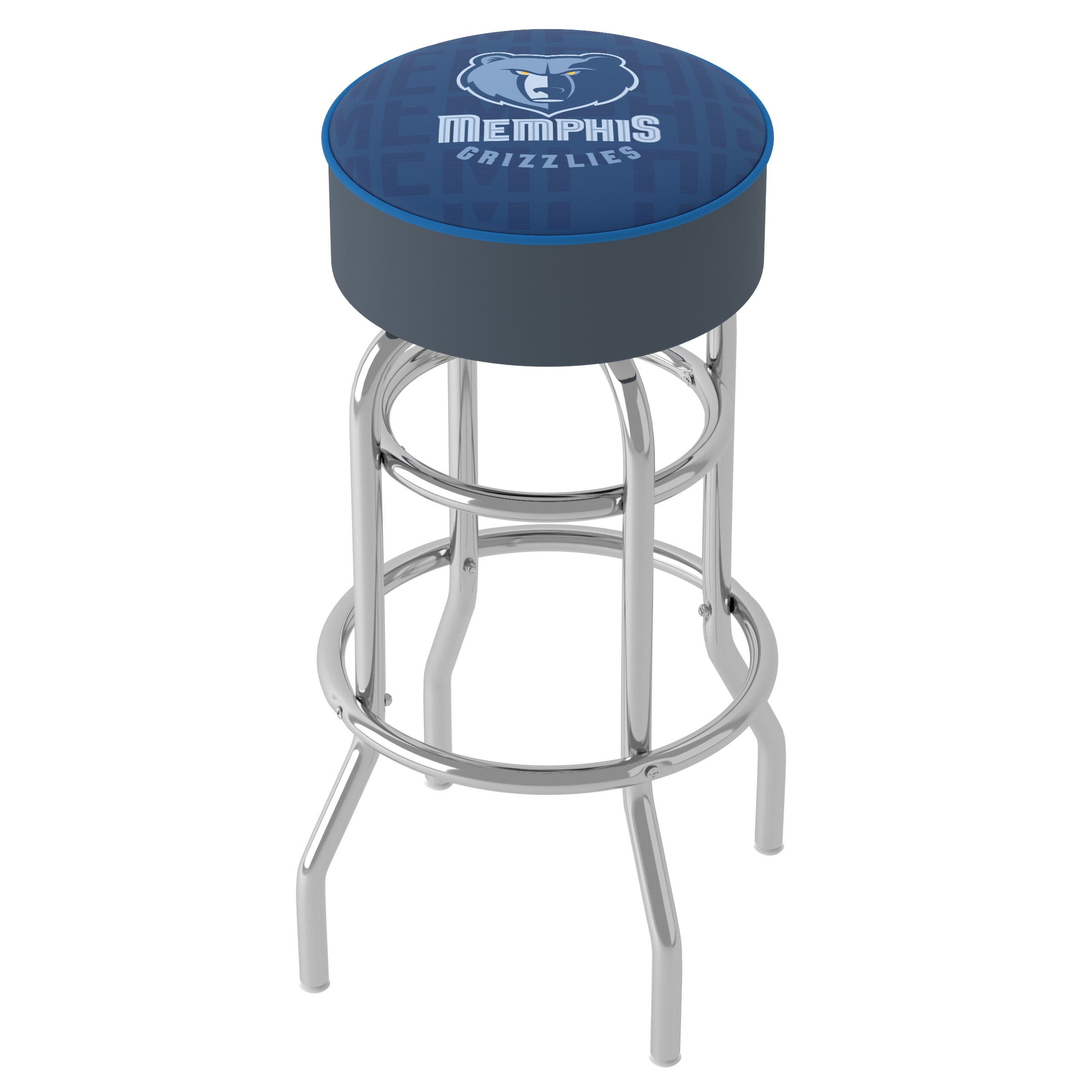 Trademark Gameroom NBA1000-MG3-TWN Memphis Grizzlies 31-in H Bar height (28-in to 33-in) Round Seat Upholstered Swivel Metal Bar Stool