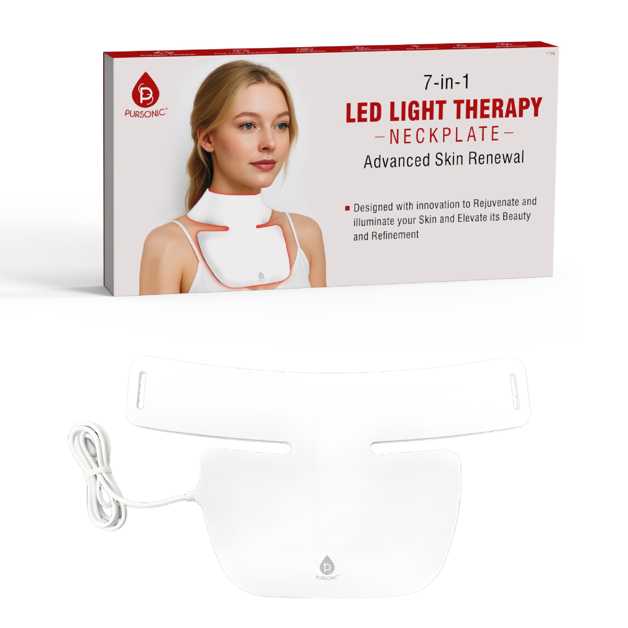 Pursonic LLTN21 LED Light Therapy Neckplate Rejuvenate Your Neck  Décolleté