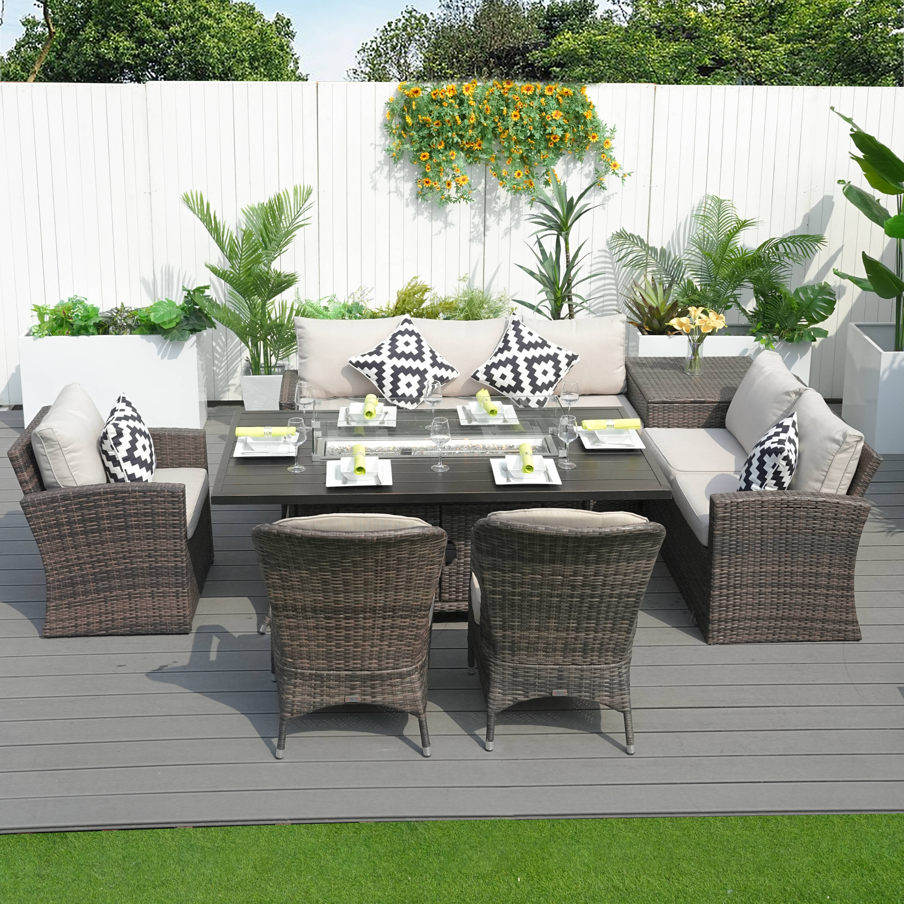 Direct Wicker DWG-1403B06RA09-BR Patio-Dining-Sets - View #2