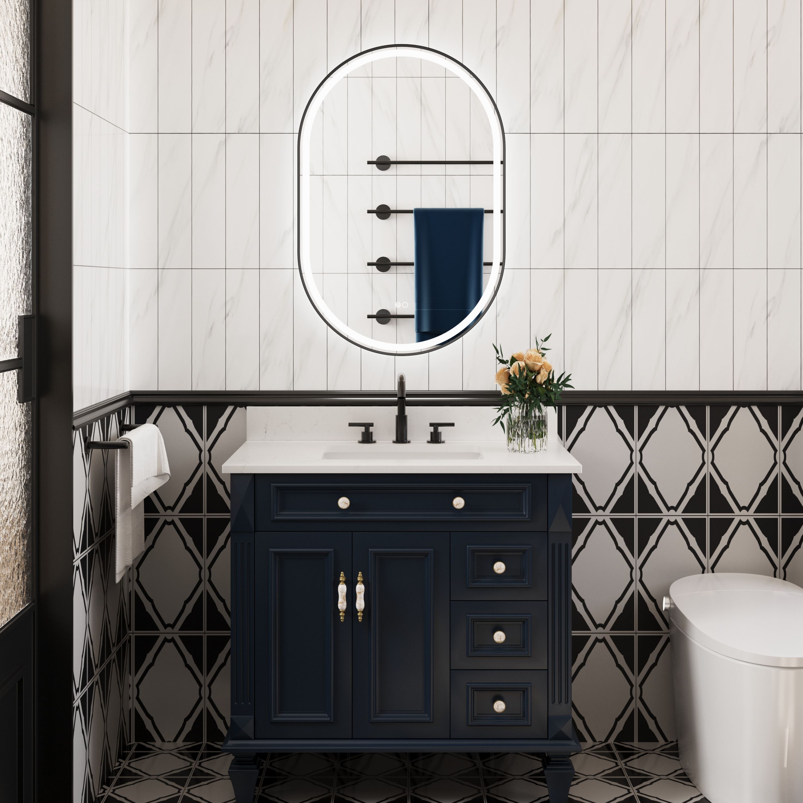 WELLFOR W16EP2436MB Framed-Bath-Mirrors - View #2