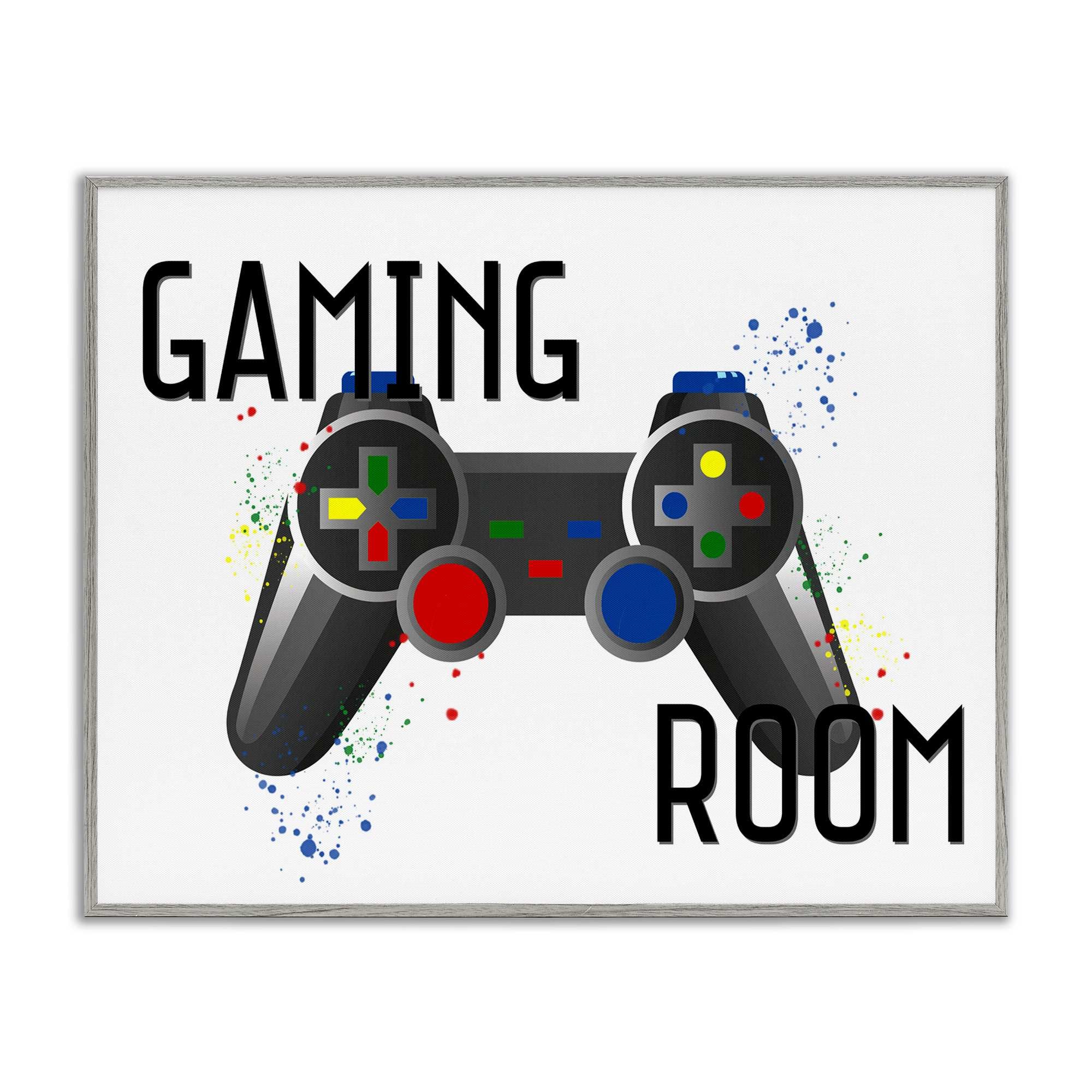 Stupell Industries BS-046-GFF-11X14 Gaming Room Modern Controller Gray Framed Giclee Art By Kim Allen 14 x 11