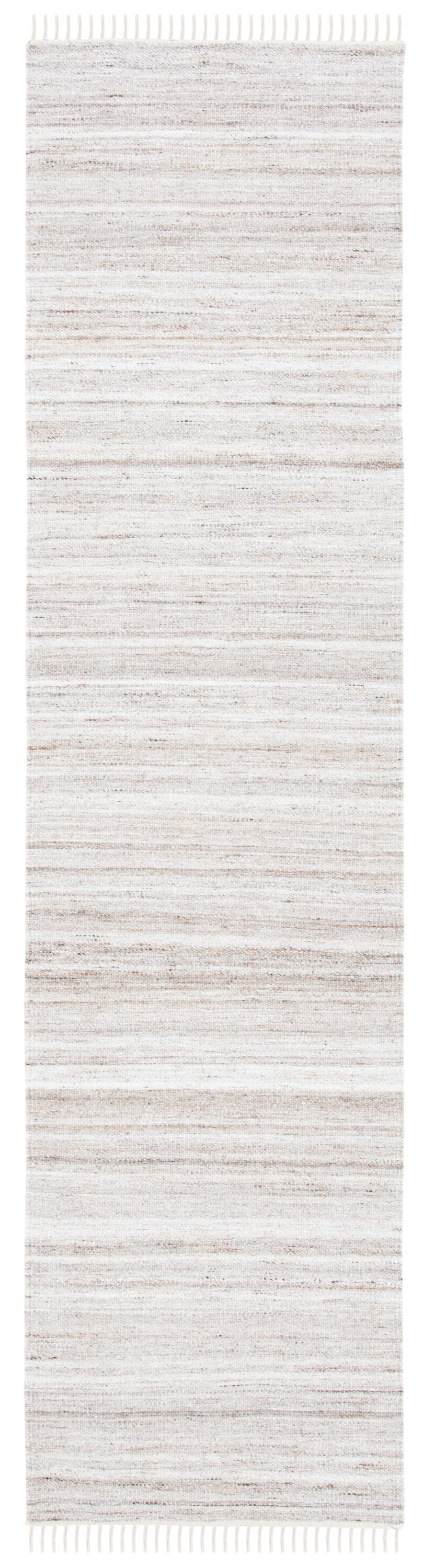 Ivory and Brown Flat Woven Wool Runner Rug