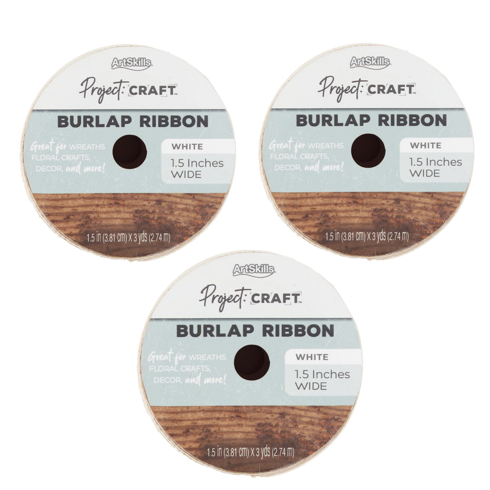 Hampton Art Rustic Burlap Ribbon - 15ft x 2.5in - Birch Wood - Craft  Supplies - Brown/Tan at
