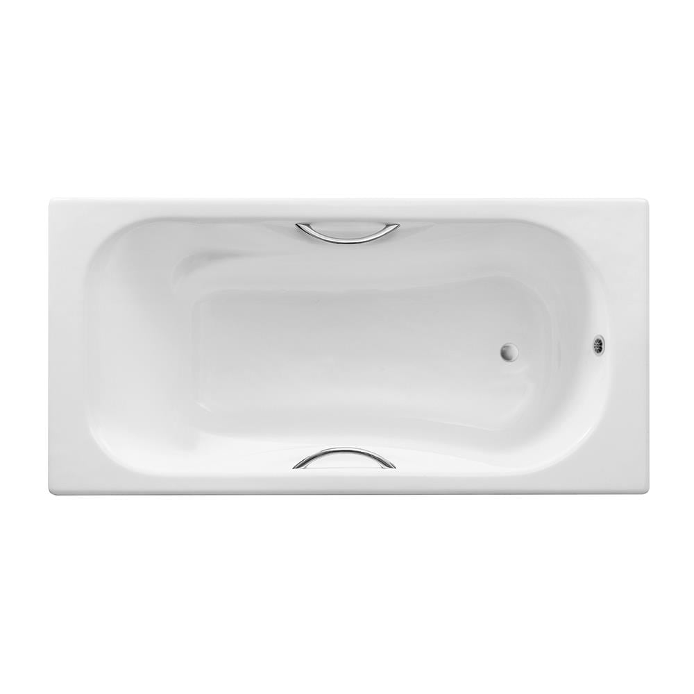 Streamline 63-in x 29.5-in Glossy White Cast Iron Oval Drop-In Soaking ...