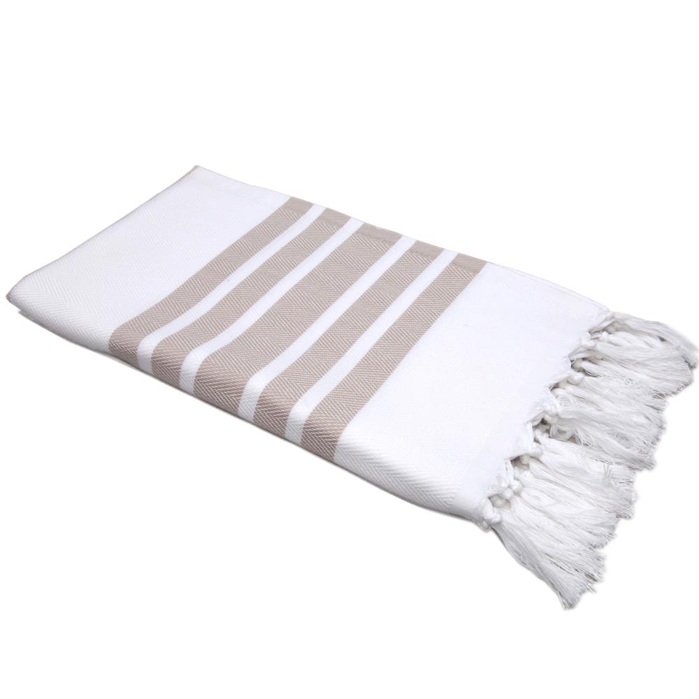 Linum Home Textiles Beige and White Turkish Cotton Quick Dry Beach ...