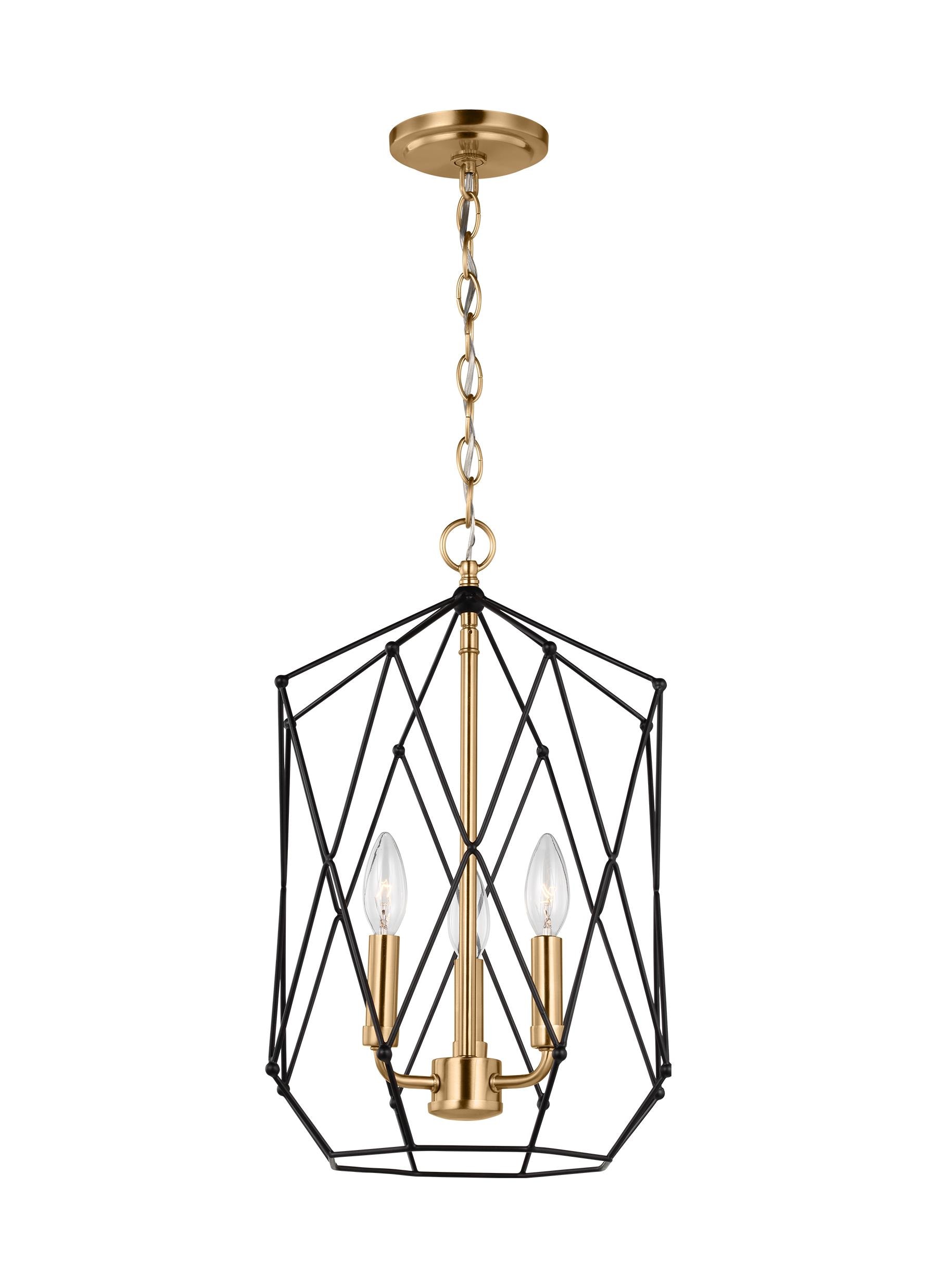 Zarra Satin Brass 3-Light Geometric Pendant