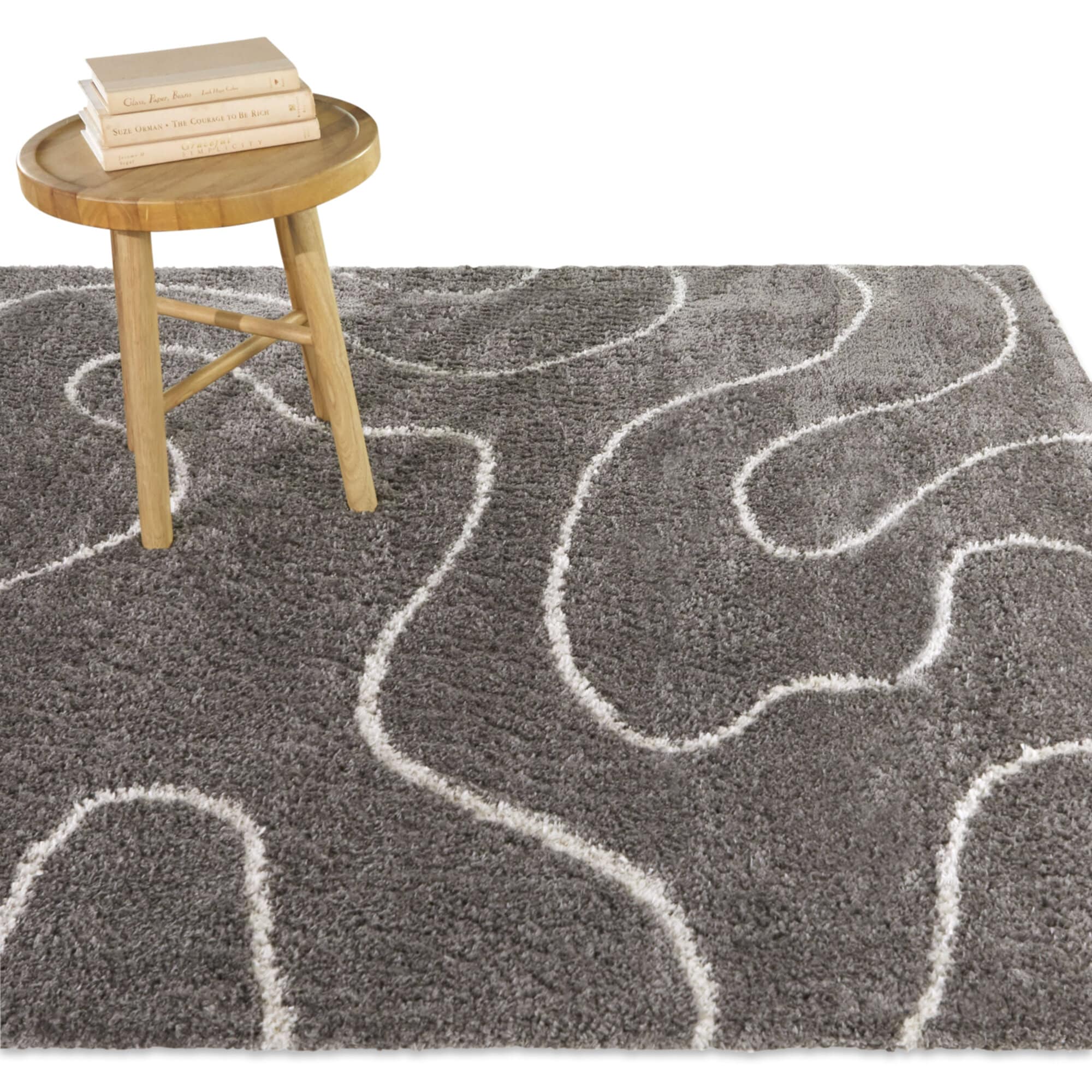 Balta 3122563 5 x 6 (ft) Polyester Charcoal Rectangular Indoor Stripe Mid-Century Modern Area rug