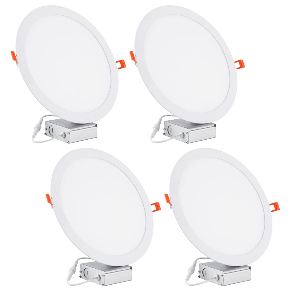 Aoibox  4 Pack 11 Inch Ultra Thin LED Recessed Ceiling Lights with Junction Box 24W 6000K 2150LM High CRI80 Non Dimmable