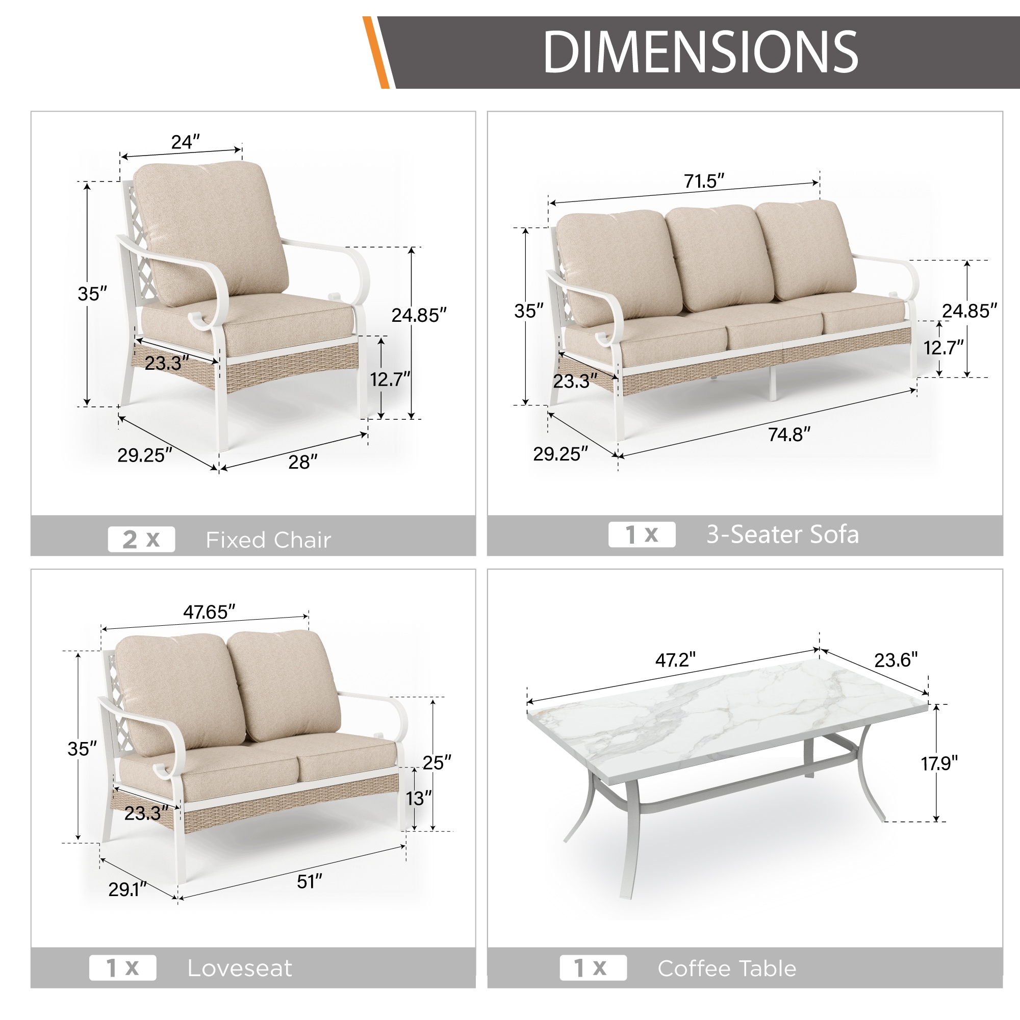Sunshine Valley CP002-07-7-BE Patio-Conversation-Sets - View #8