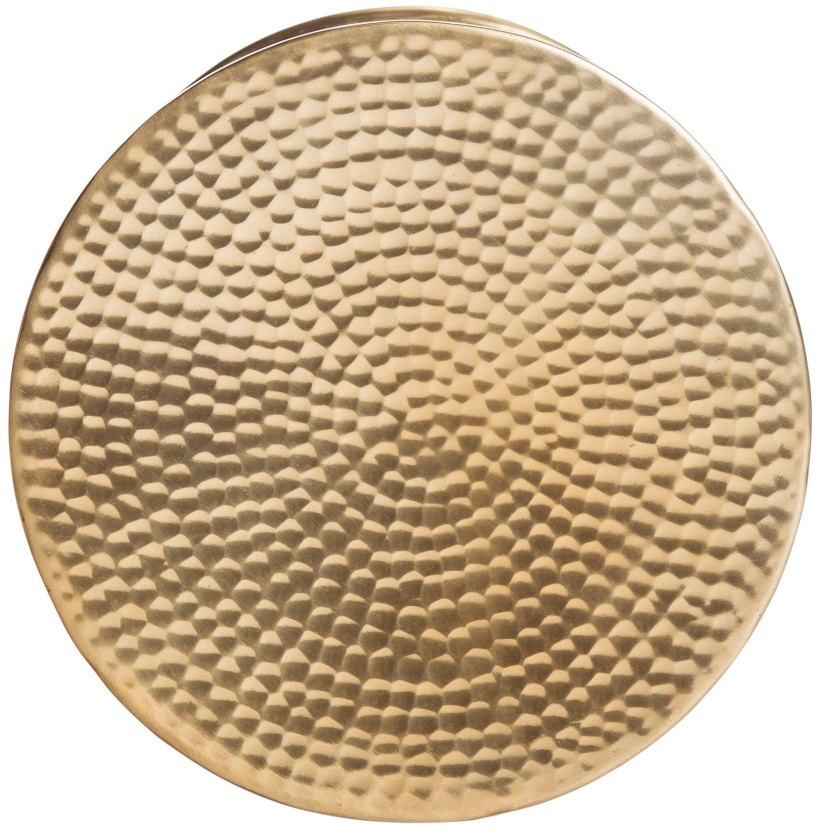 Transitional 12'' Gold Hammered Metal Round Accent Table