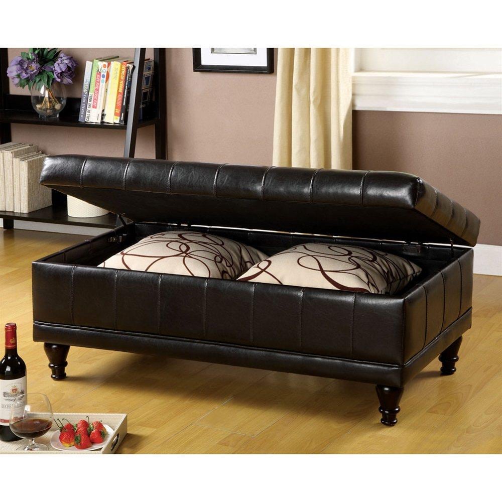 Furniture of America Luton Casual Espresso Storage Bench with Storage  43.5-in x 17.5-in x 18-in in the Benches department at
