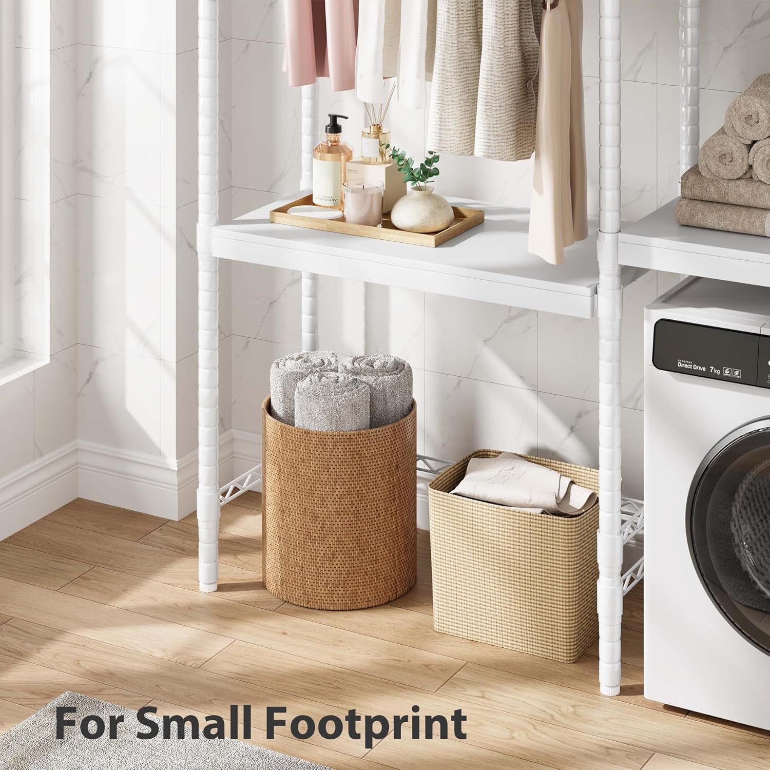 GAOMON 28in-42in Adjustable Over-The-Washer Storage Rack 5-Tier Heavy ...