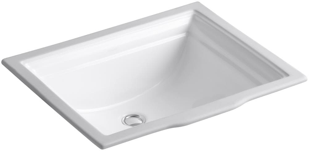 KOHLER 2339-0 Memoirs Vitreous china Undermount Rectangular Traditional White Bathroom Sink ( 20.6875-Inches x 17.3125-Inches )