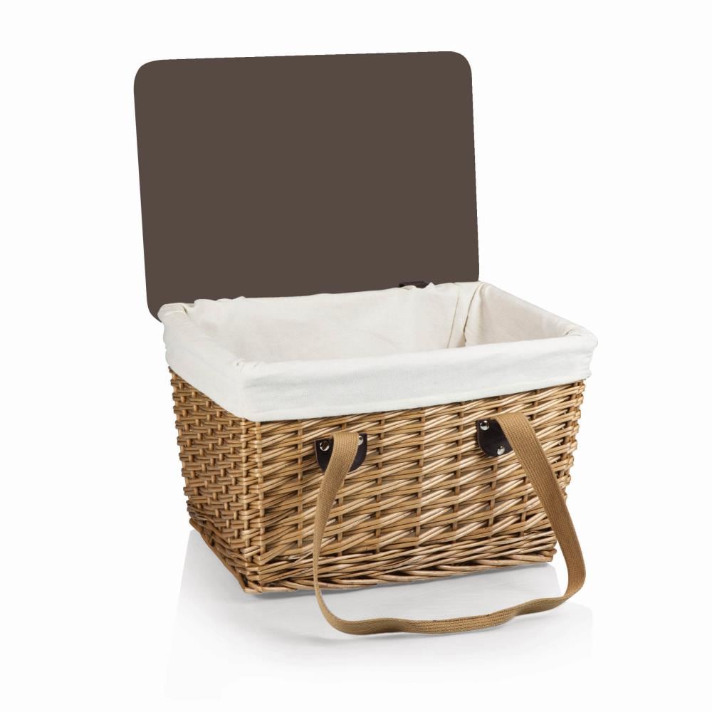 Small Natural Wicker Picnic Basket with Red Gingham Lid