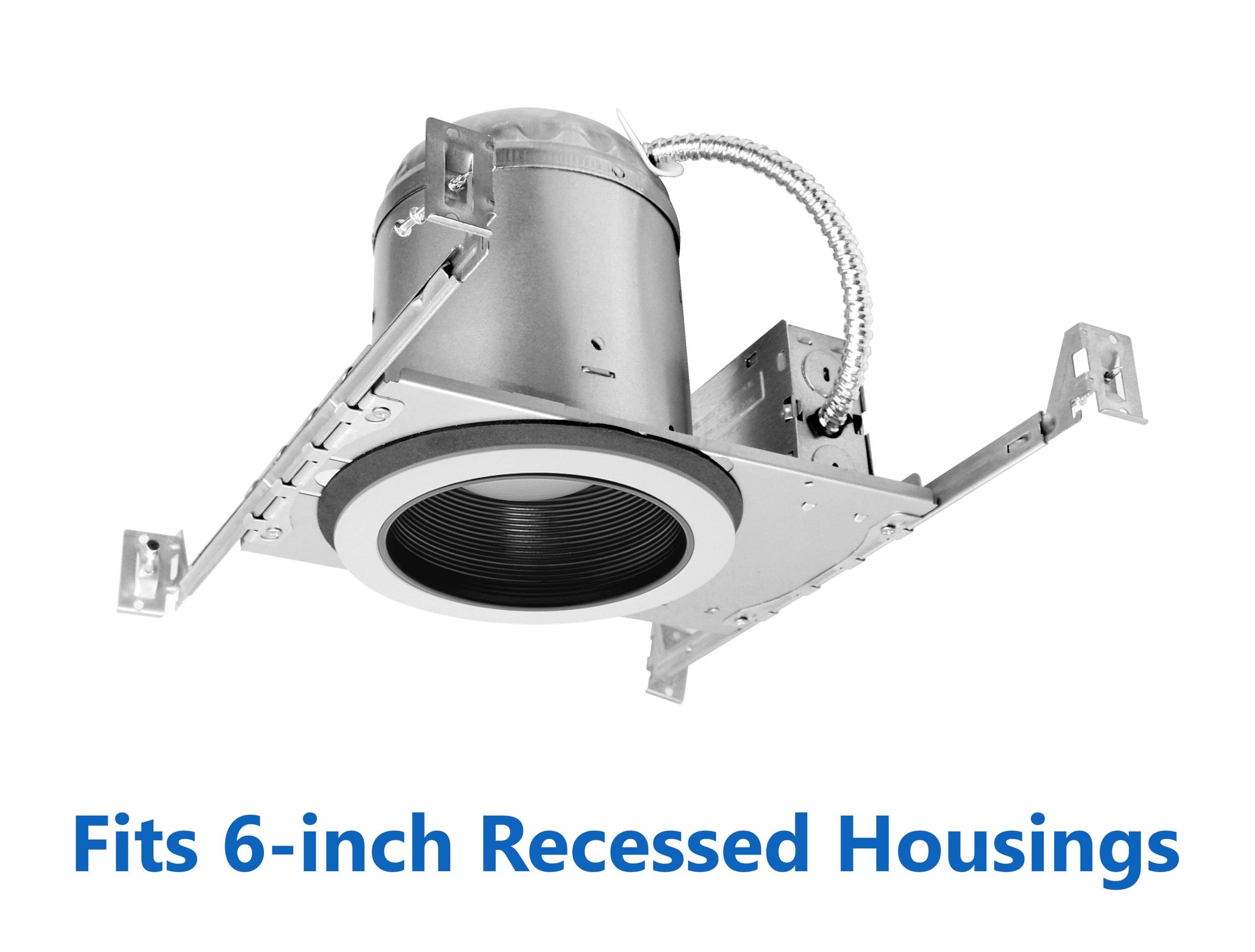 6-Inch Black and White Steel Baffle Recessed Trim