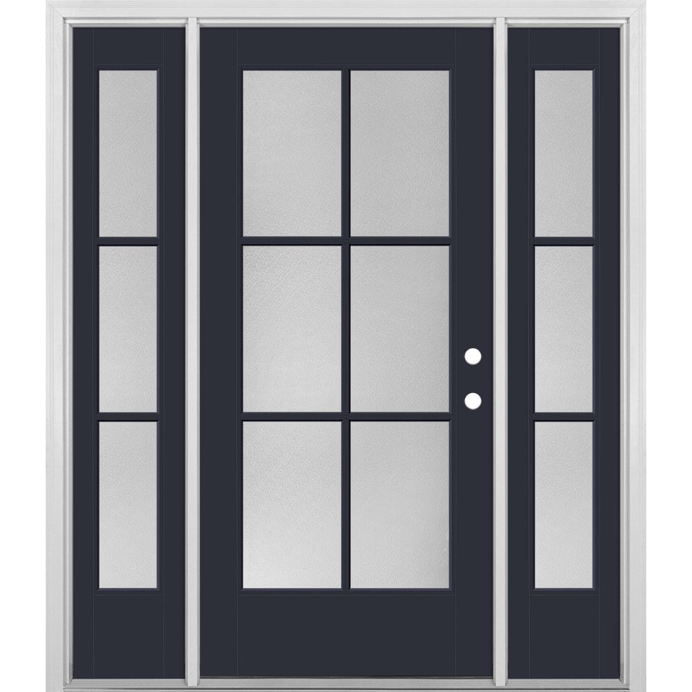 Masonite 1524383 60-in x 80-in x 4-9/16-in Fiberglass Full lite Left-hand inswing Eclipse Painted Prehung Front Door with Sidelights with Brickmould Insulating core