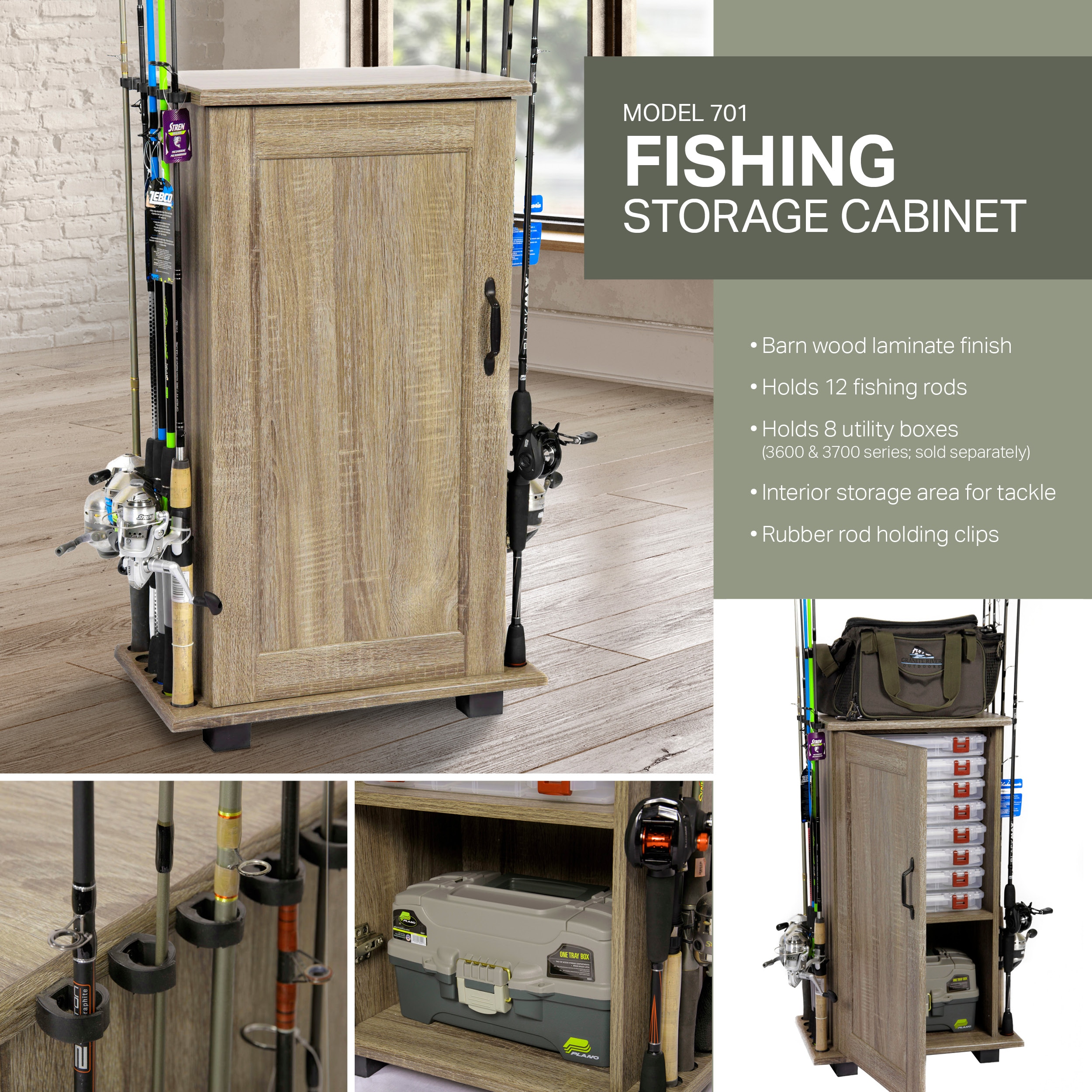 OSHOME Fishing Storage Collection Wood Fishing Storage Cabinet