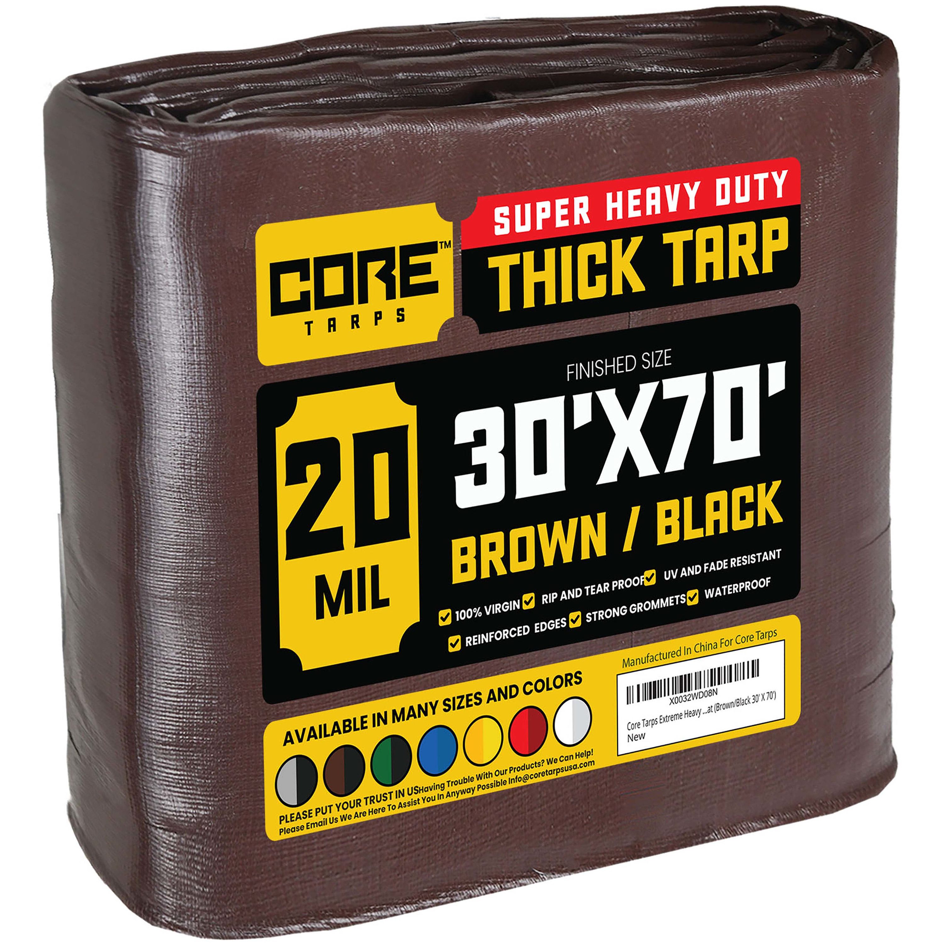 Core Tarps CT-702-30X70 30-ft x 70-ft Brown Waterproof Standard Polyethylene 20-Mils Tarp