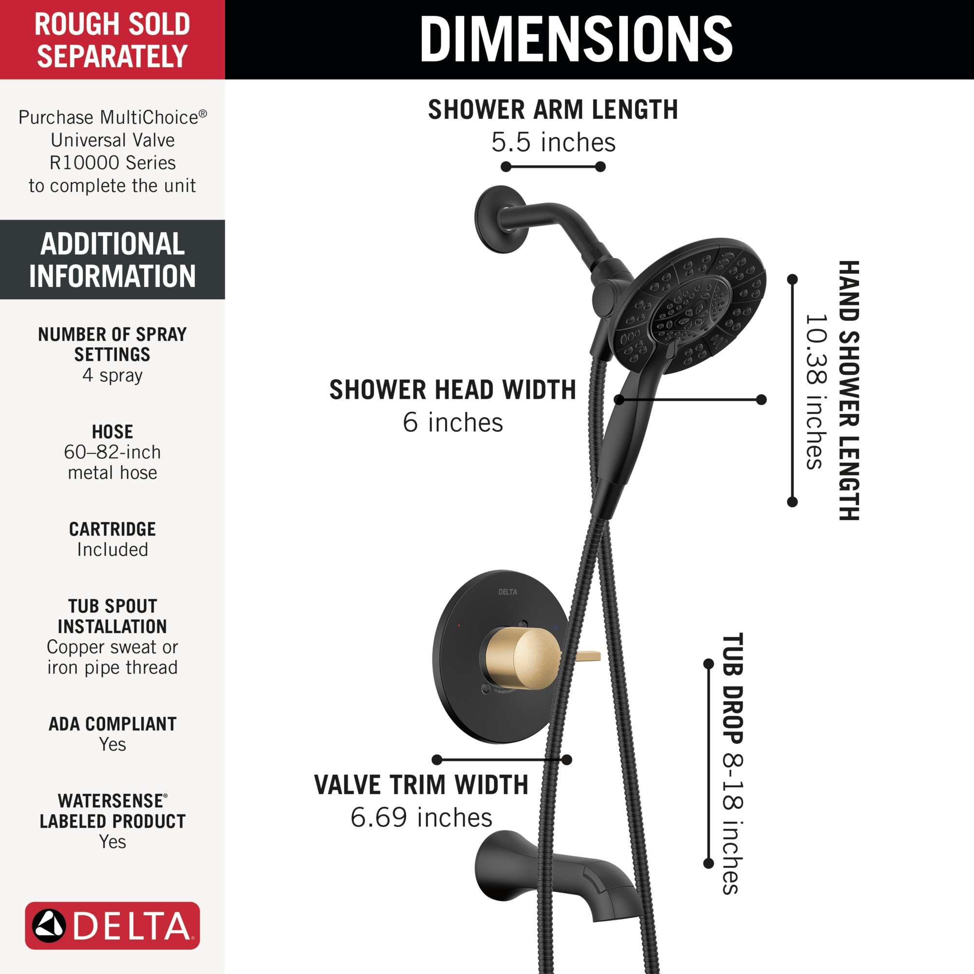 Delta T144855-GZ-I Tub-Shower-Faucets - View #5