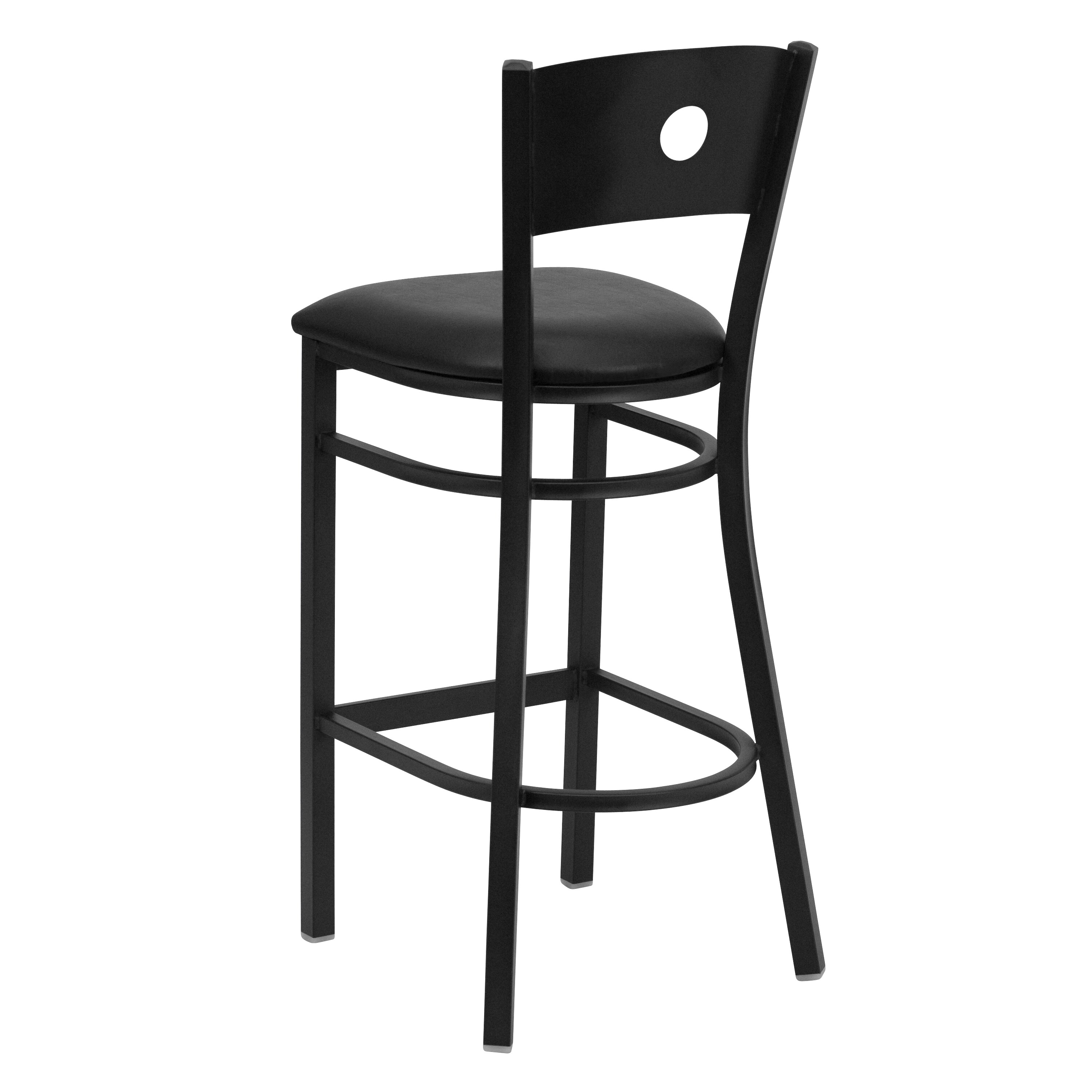 Hercules Series 42.5" Black Circle Back Metal Barstool with Black Vinyl Seat