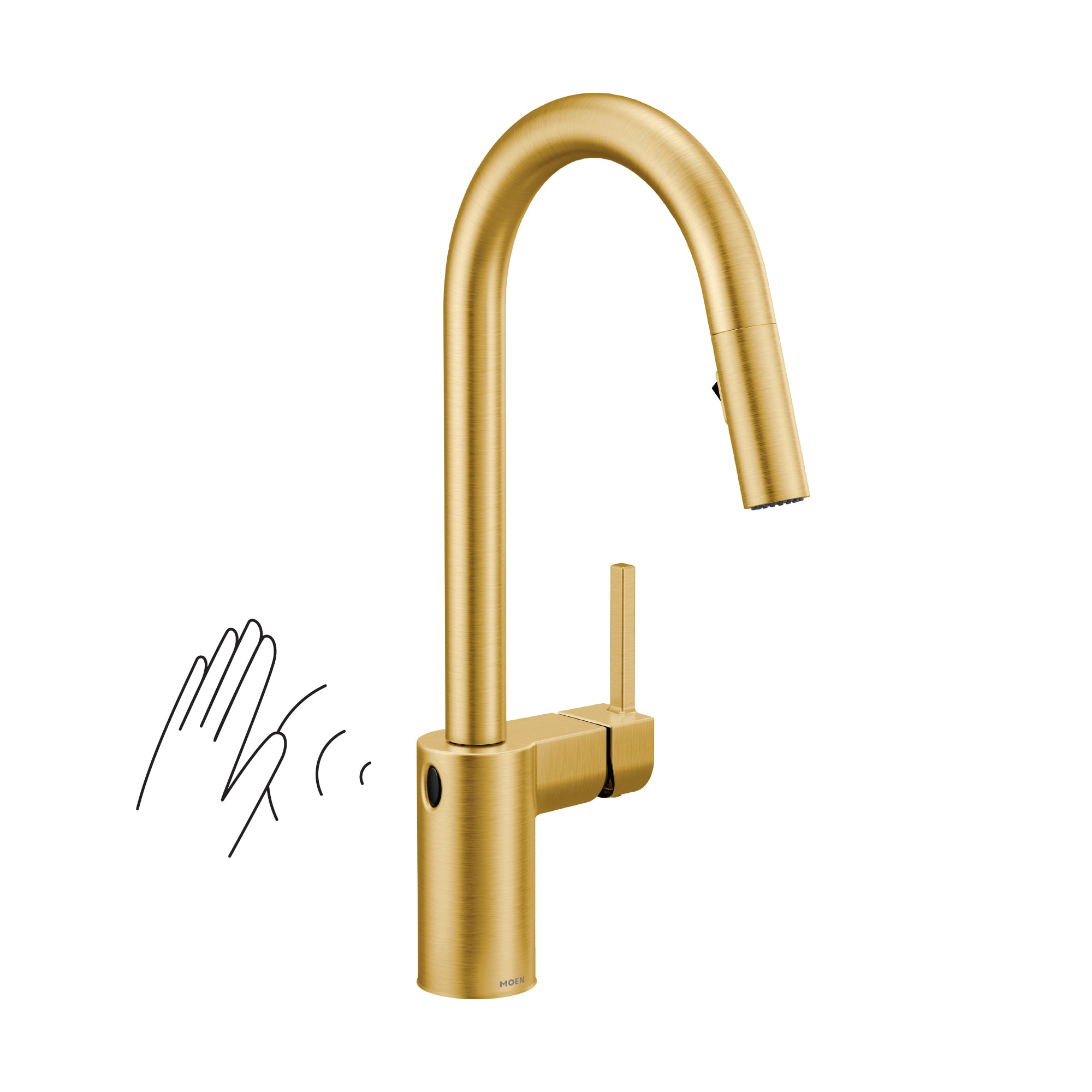 Moen 7565EWBG Align Brushed Gold Single Handle Touchless Pull-down Kitchen Faucet with Sprayer