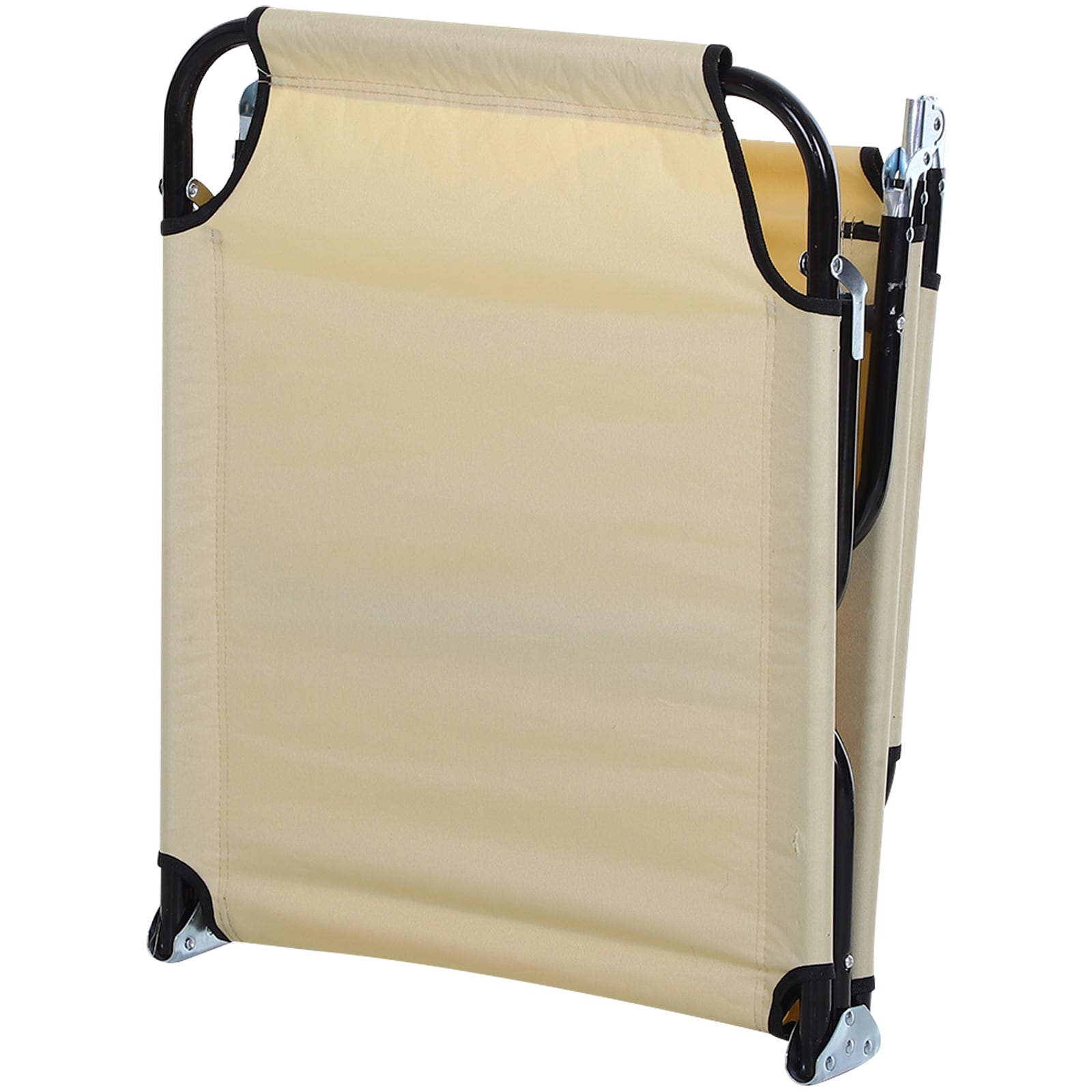 Beige Foldable Outdoor Chaise Lounge Chair with Steel Frame