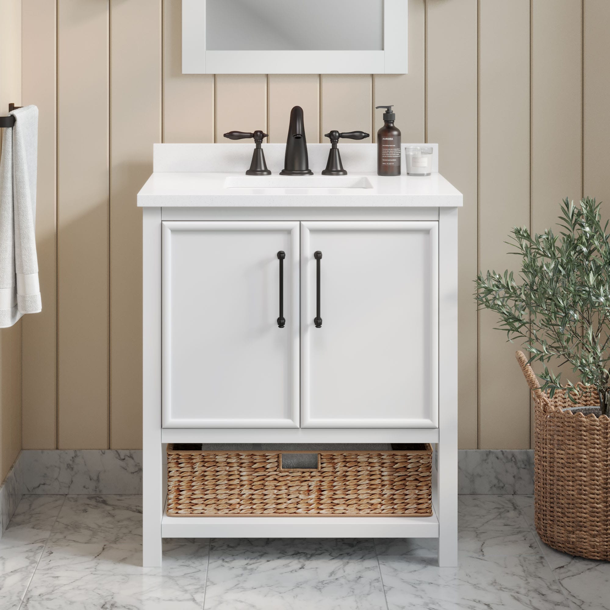 Marlen 30-in Pure White Undermount Single Sink Bathroom Vanity with White Quartz Top | - OVE Decors 15VVA-MARL30-007