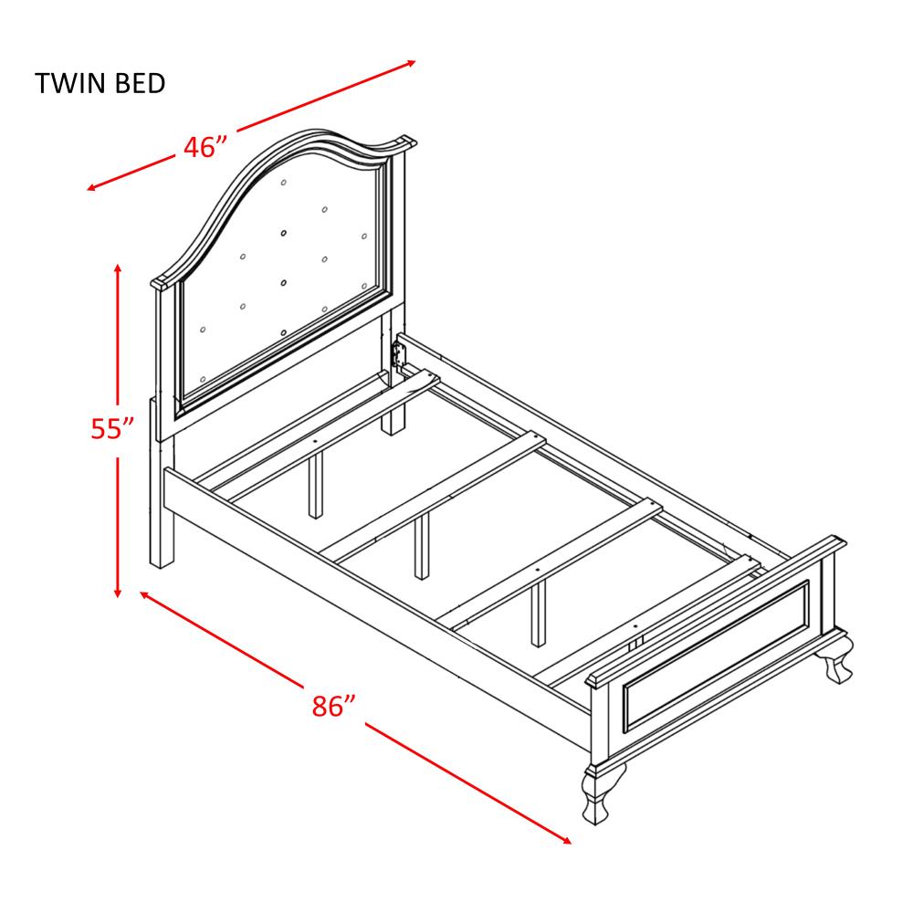 White Twin Faux Leather 3-Piece Bedroom Set with Chest and Nightstand