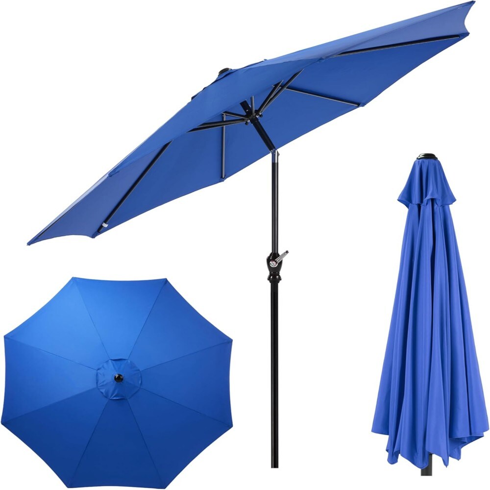 Clihome EDWF9004 9-ft Aluminum Orange Push-button Tilt Market Patio Umbrella