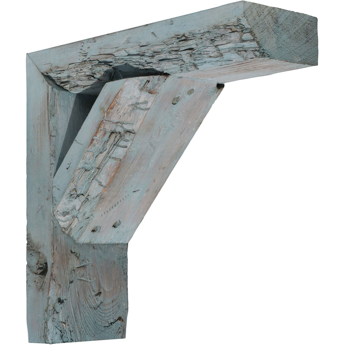 Ekena Millwork BKTB03X08X08TRBU Vintage Farmhouse 3-1/2-in x 8-in x 8-in Pine Blue Wood Standard Bracket
