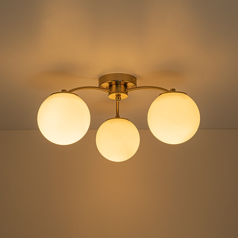 Zicbol 21.65-in Natural Copper Indoor 3 -Light Semi-flush Mount Light