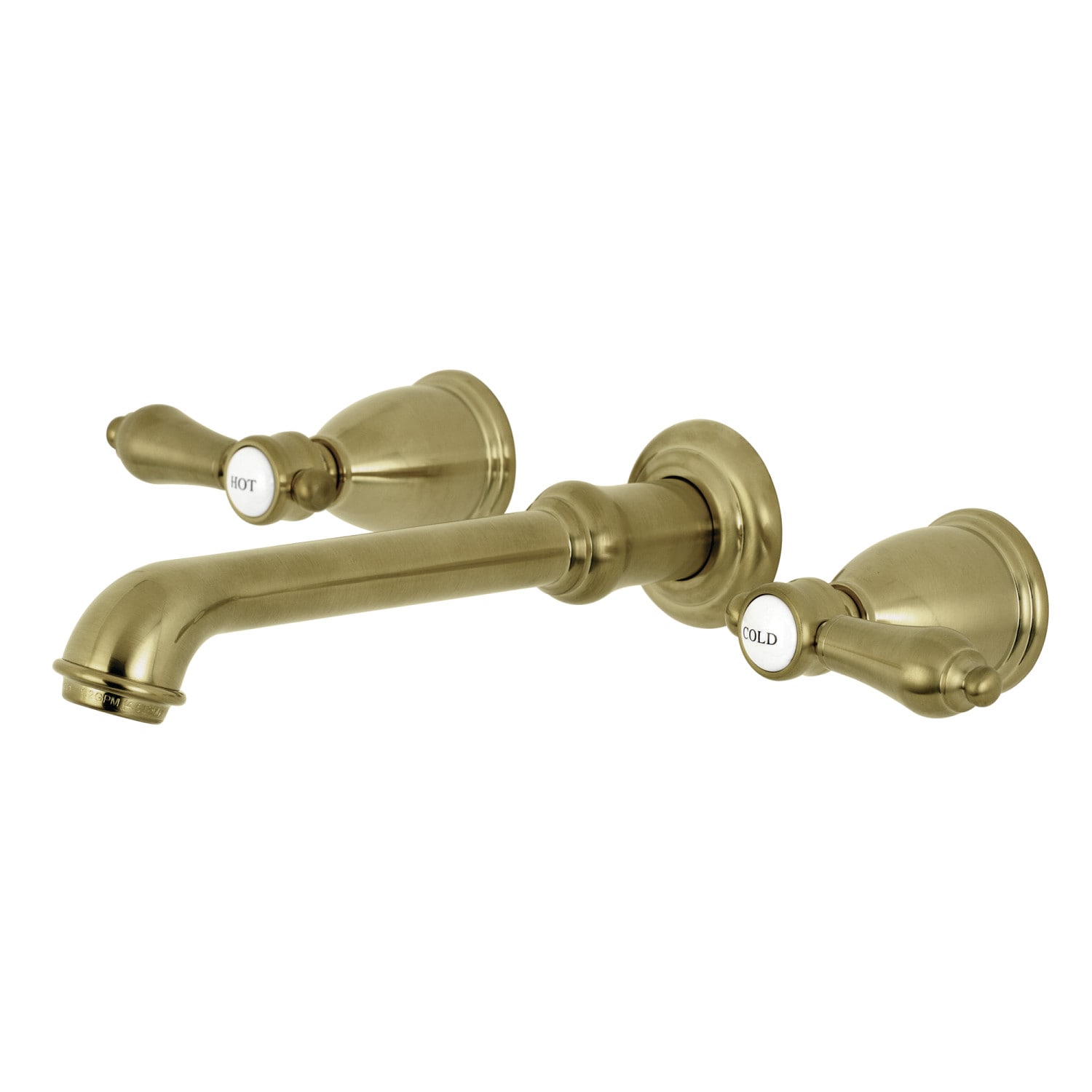 Kingston Brass Heirloom Brushed Brass 2-handle Wall-mount Low-arc Bathtub  Faucet (Valve Included) in the Bathtub Faucets department at