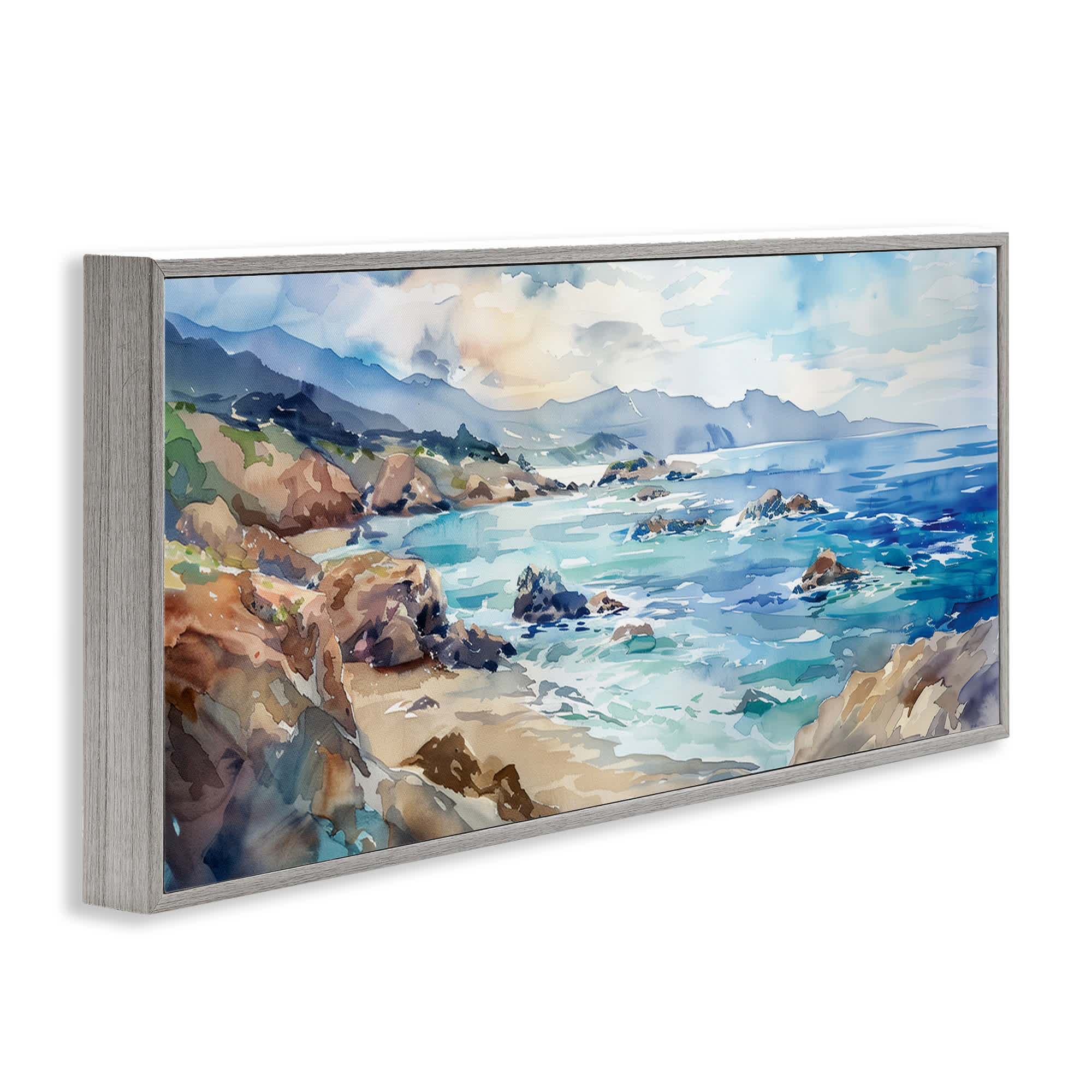 Stupell Industries Blue Toned Beach Edge Gray Framed Giclee Art By ...
