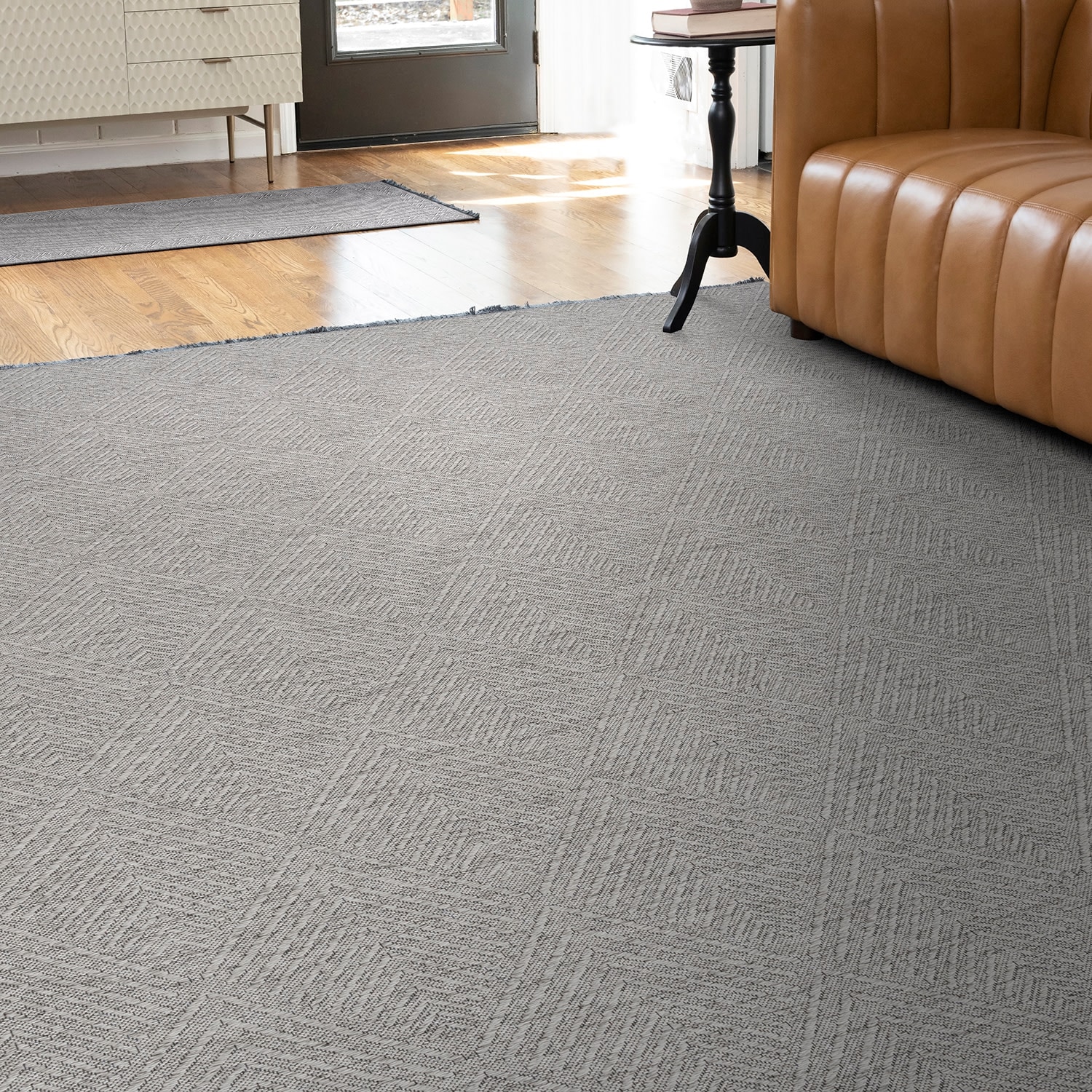 Tayse ALM1768 8X10 Alma 8 x 10 (ft) Loomed Cotton Stone Grey Rectangular Indoor Geometric Mid-Century Modern Machine washable Area rug