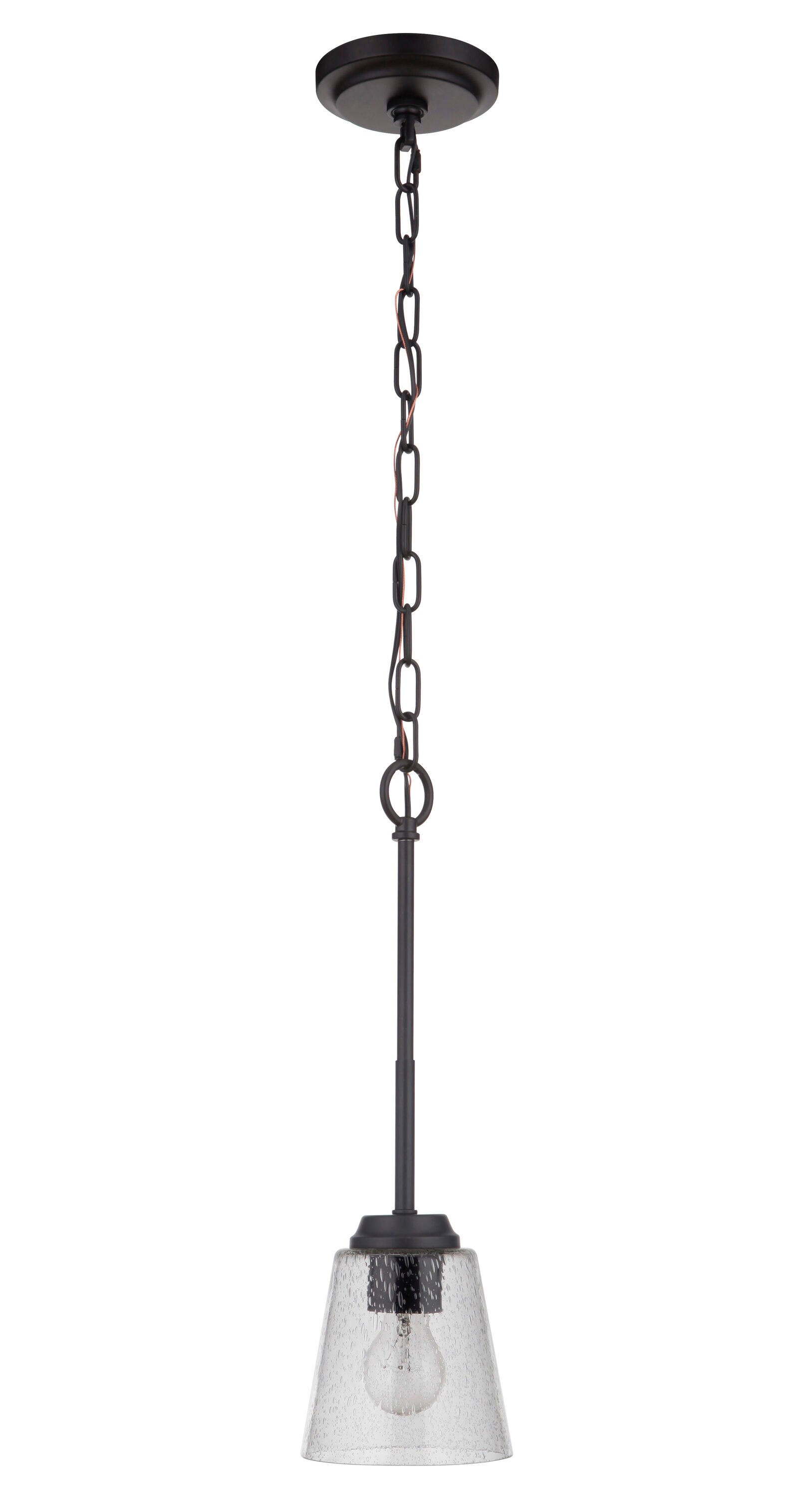 Craftmade 50291-FB Tyler Flat black Transitional Seeded glass Bell Medium Hanging Pendant light