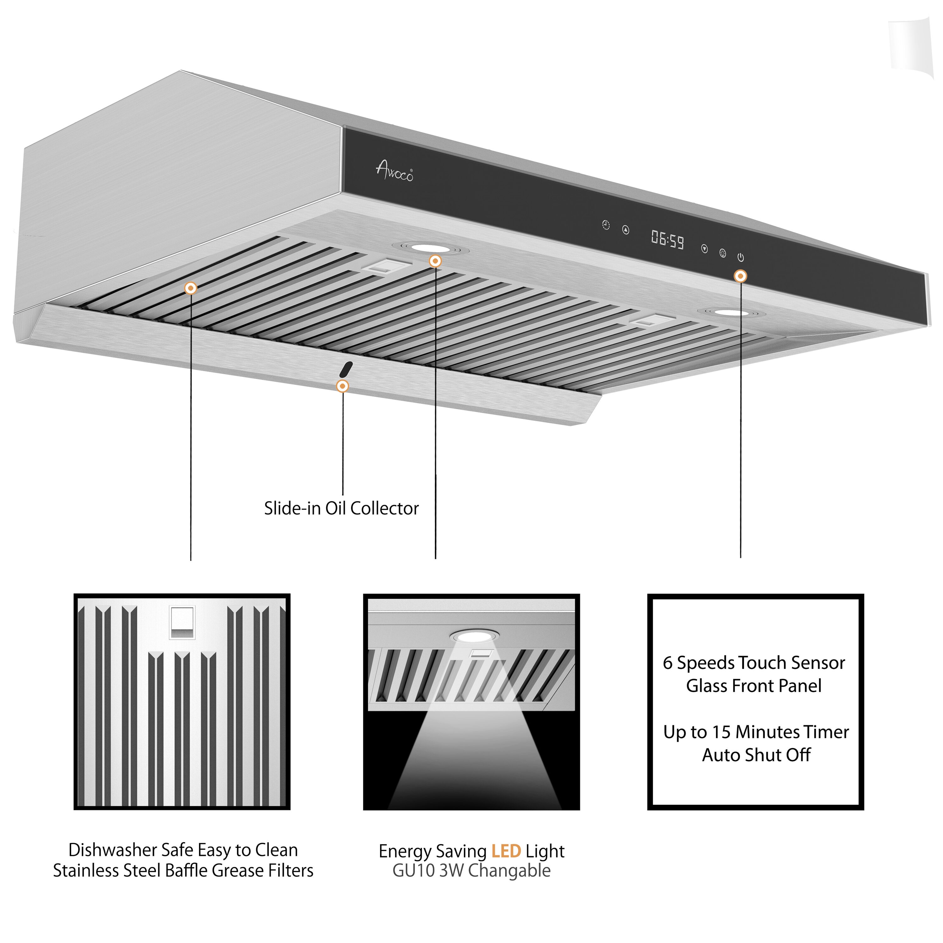 Awoco RH-R06-G30 Undercabinet-Range-Hoods - View #3