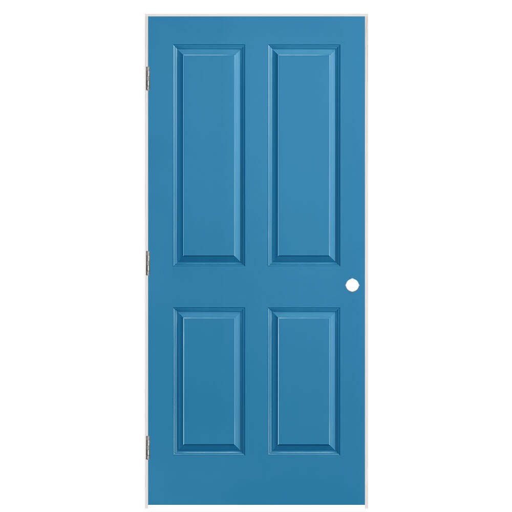 Masonite 1316341 36-in x 80-in Blue Heron Hollow core 4 panel square Right hand Smooth Prefinished Molded composite Flat Jamb Single Prehung Interior Door