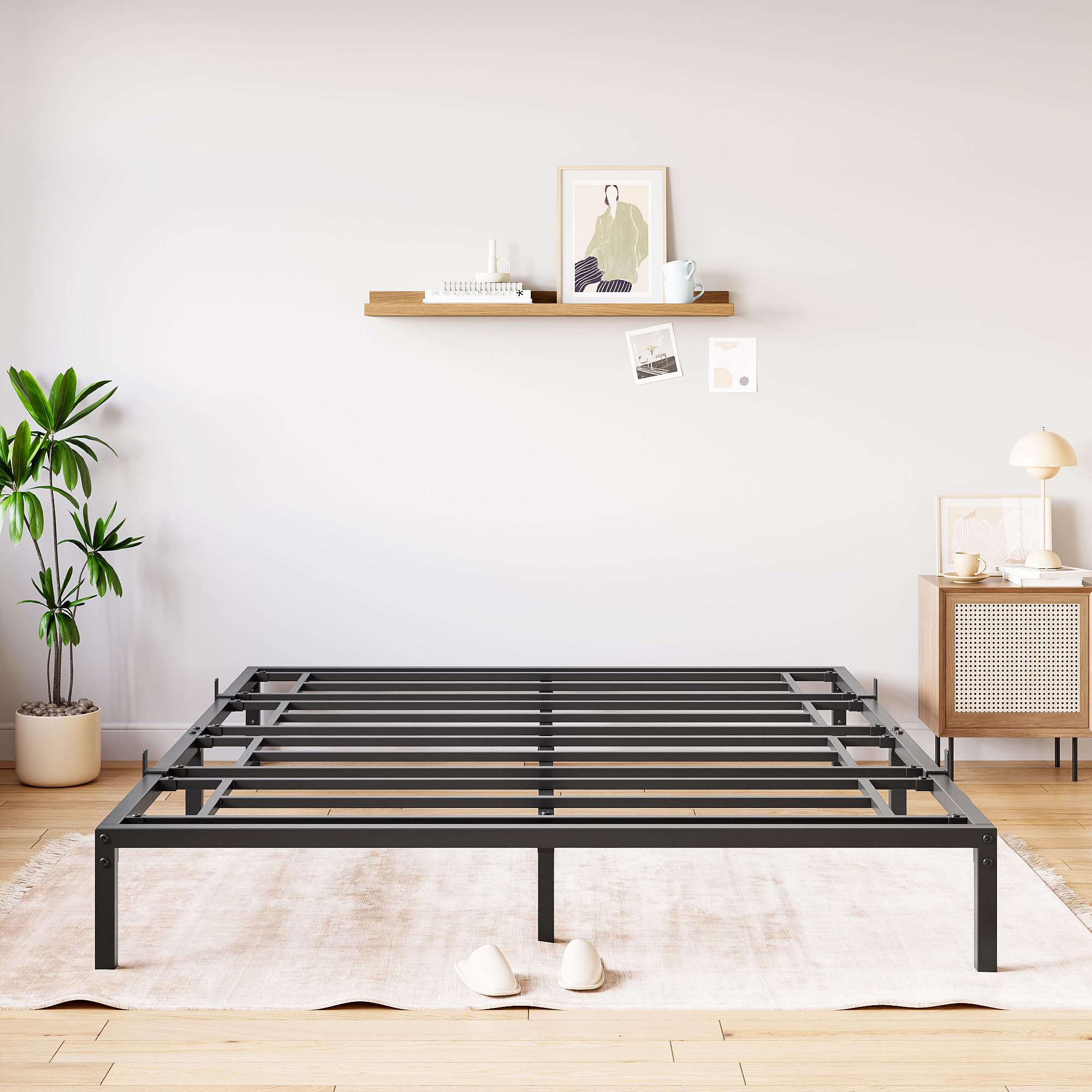 Aoile - Queen Size 8 Inch Metal Platform Bed Frame - Heavy Duty Steel Slats / Quiet and Anti-Slip...