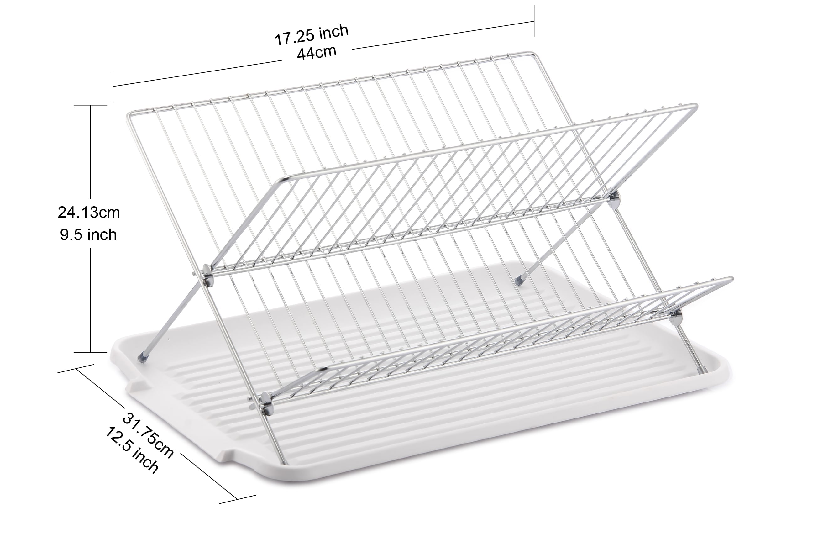 J&V TEXTILES Dish Drying Rack, Stainless Steel 2-Tier with Utensil Holder,  Cutting Board Holder and Dish Drainer for Kitchen Counter (18-Inch)