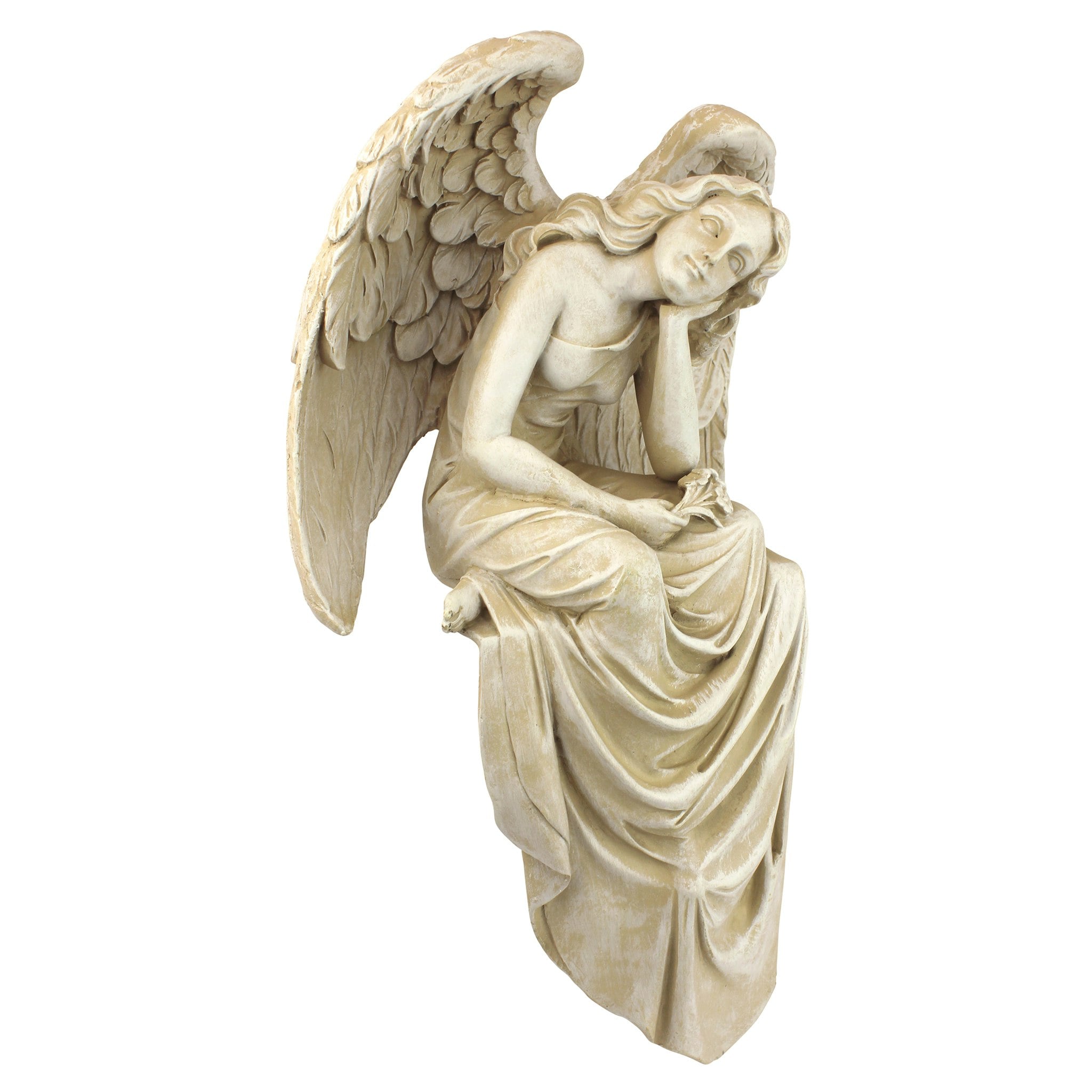 Design Toscano NG34725 15-in H x 8.5-in W Off-white Angels and Cherubs Garden Statue