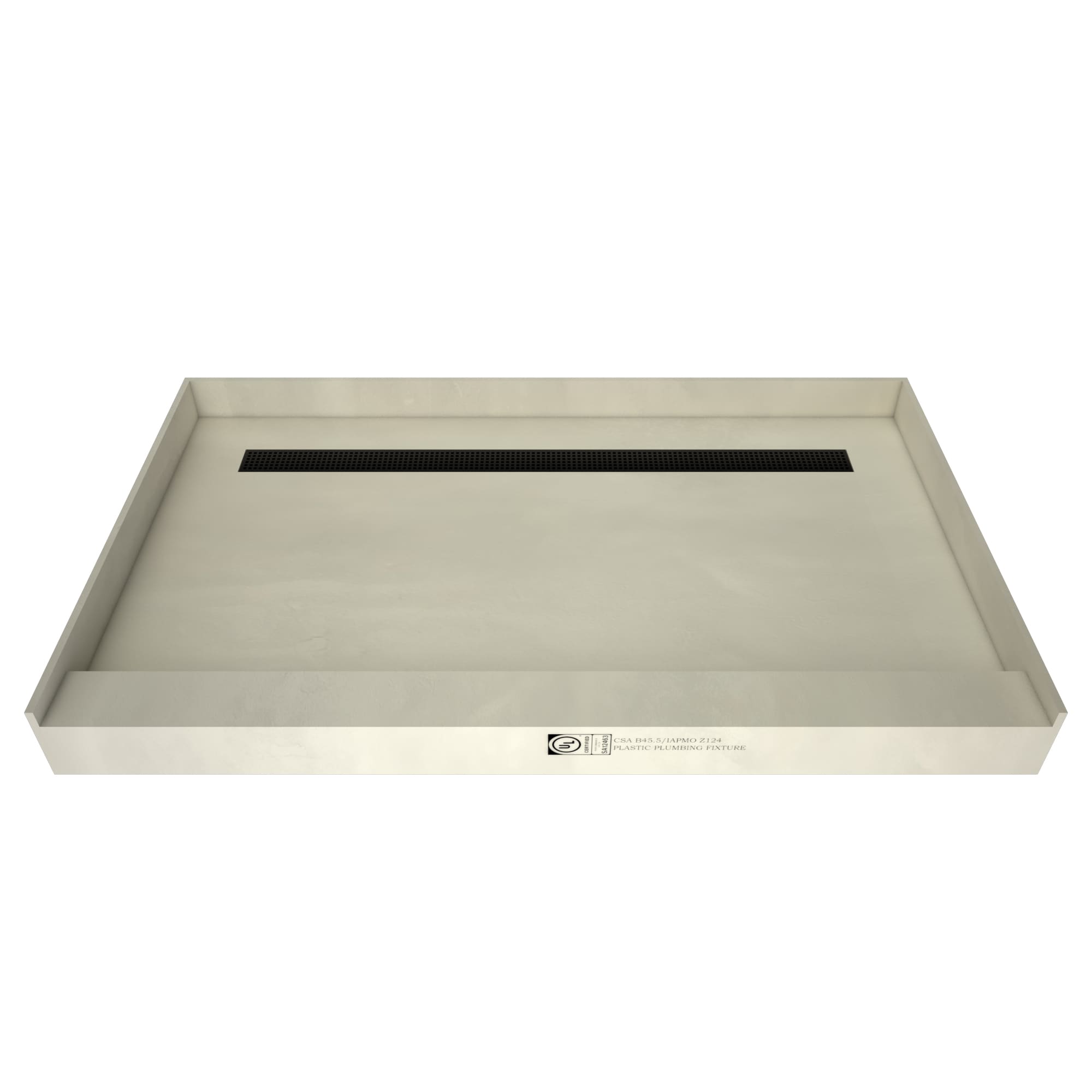 Tile Redi RT4872B-PVC-MB 48-in W x 72-in L Matte Black Single Threshold Rectangle Shower pan base with 4.5-in H Threshold (Back Drain)
