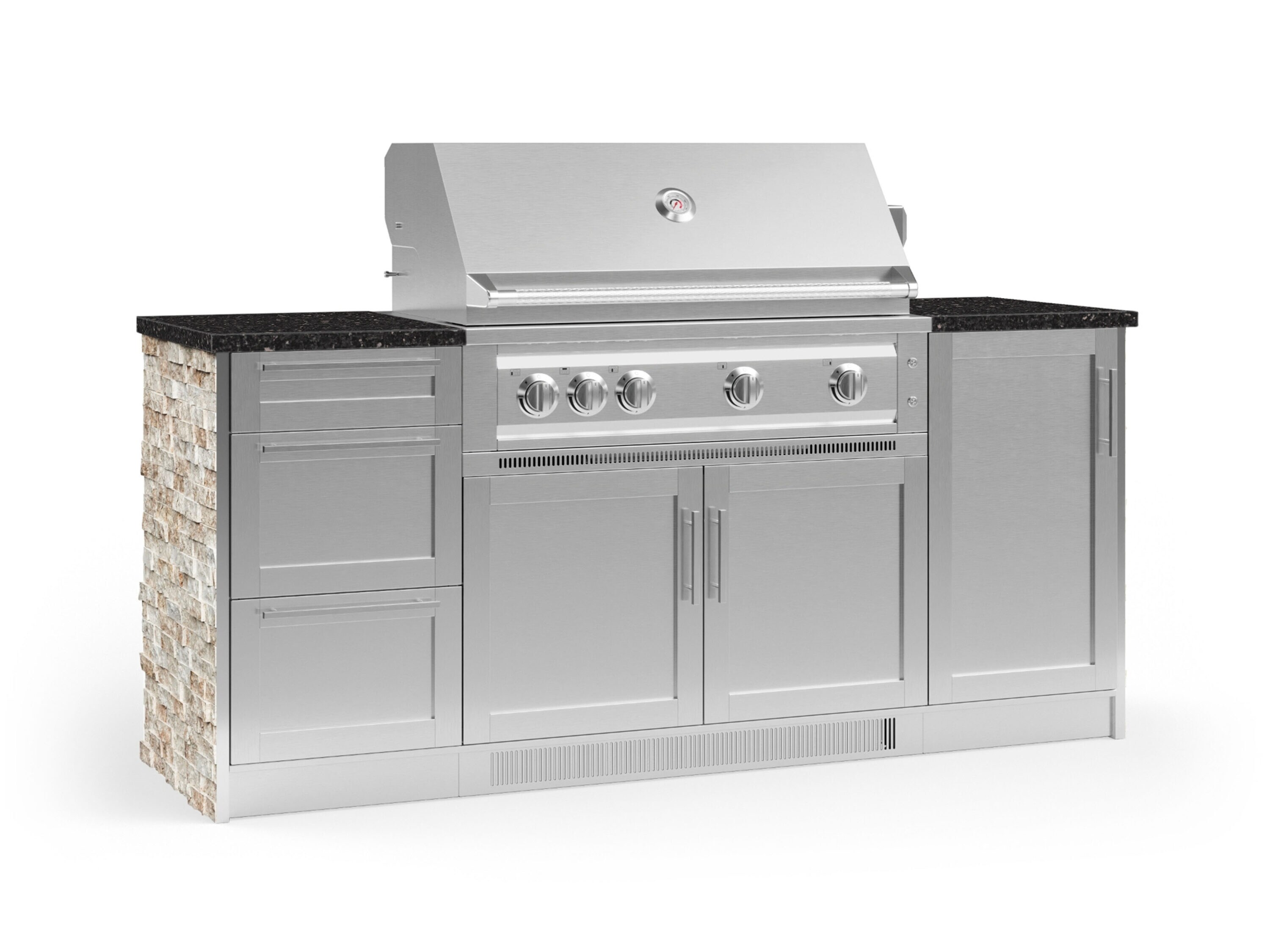 NewAge Products 68301 Signature Series Cabinets Platinum Grill 8 -Piece 79.16-in W x 25.5-in D x 51-in H Modular Outdoor Kitchen Set 5 Burners