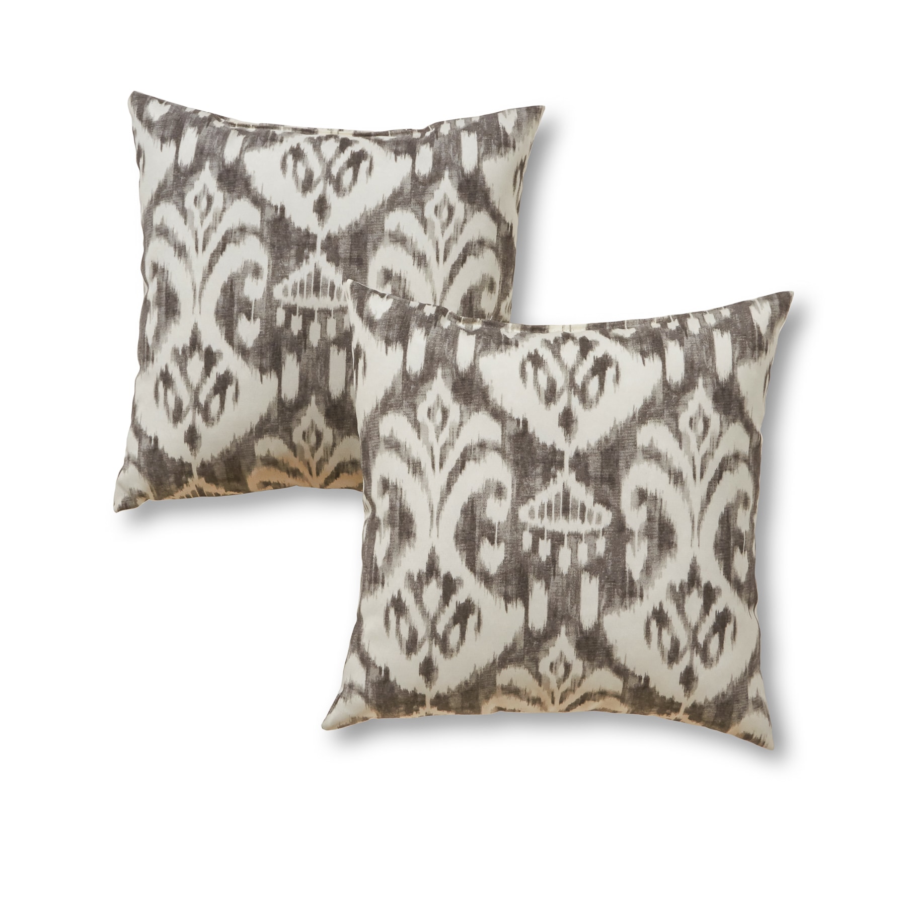 Greendale Home Fashions OC4803S2-GRAPHITE 2-Pack Ikat Graphite Square Throw Pillow
