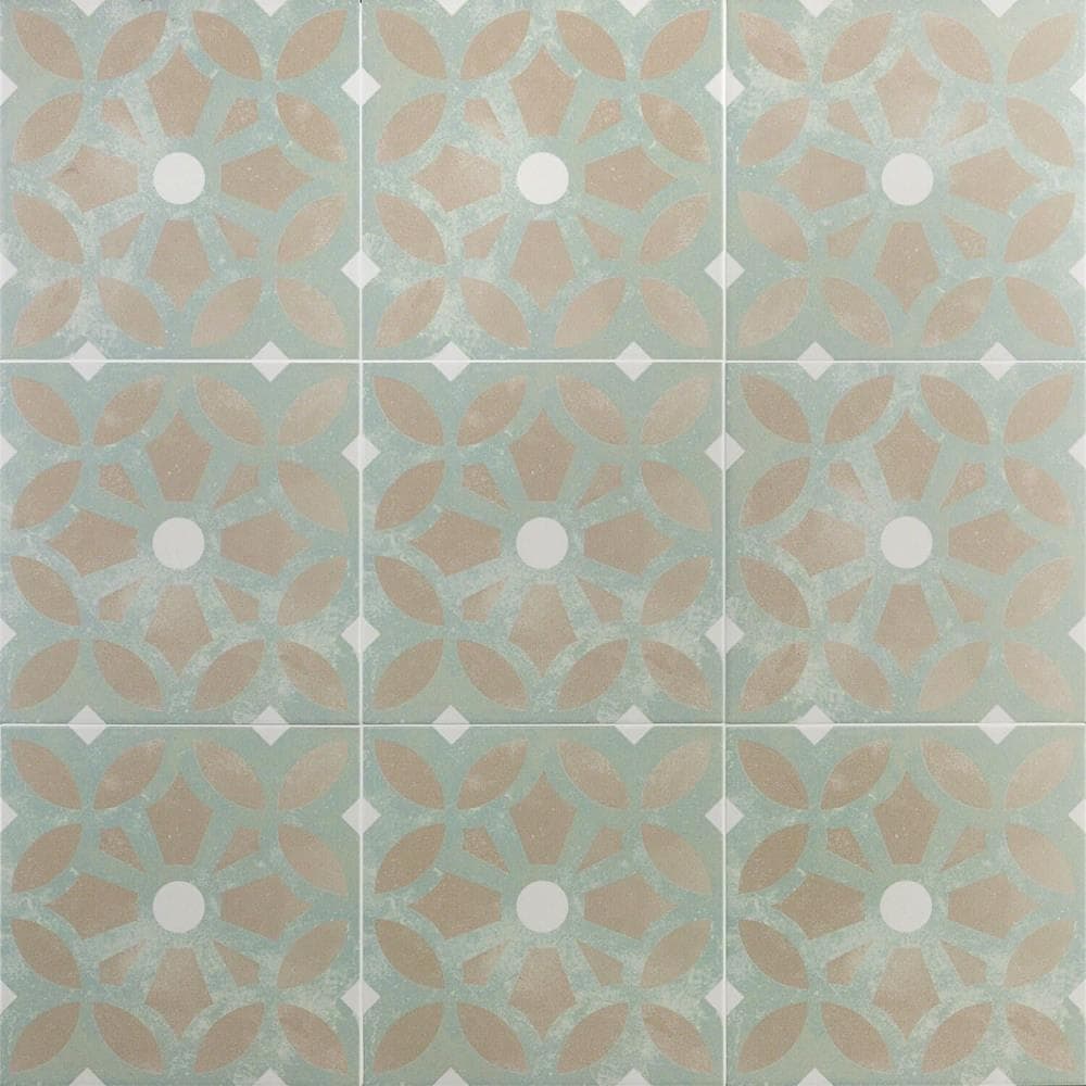 Artmore Tile EXT3RD101341 Magnifico Green 9-in x 9-in Glazed Porcelain Encaustic Floor and Wall Tile (10.76-sq. ft/ Carton)