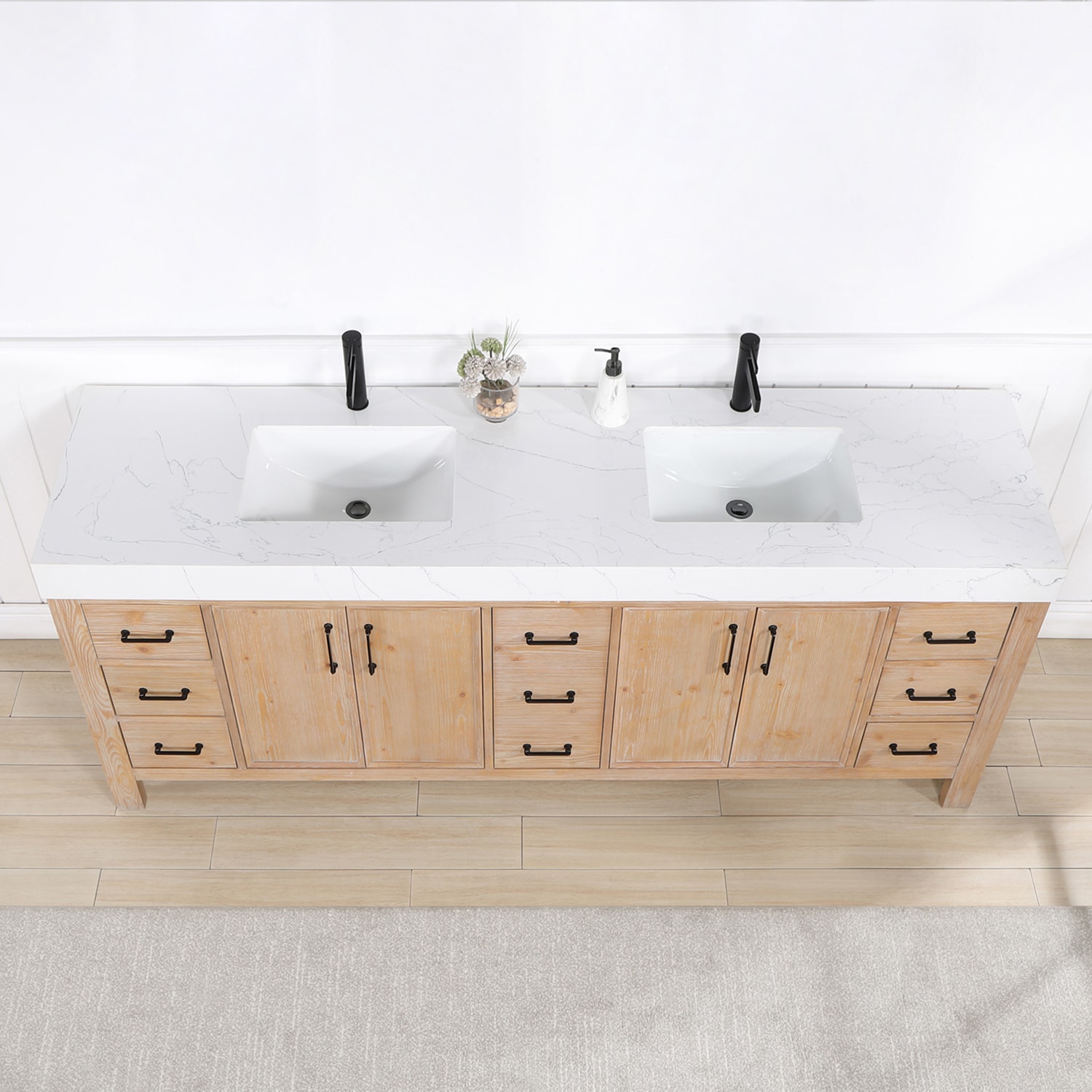 Leon 84" Fir Wood Double Vanity with Composite Top